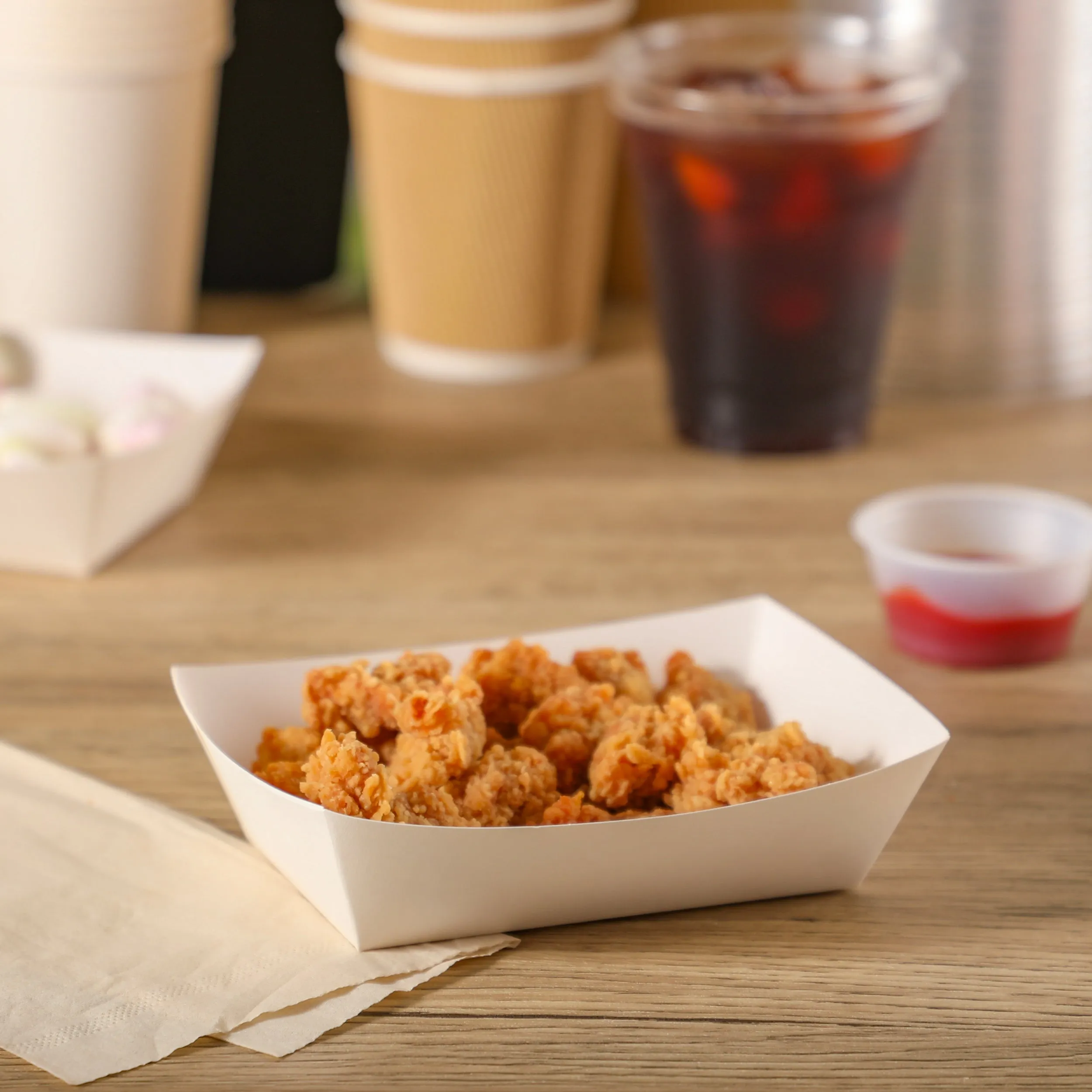 2 LB White Paper Food Trays