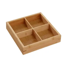 22.5Cm 4 Square Compartment Multi-Functional Bamboo Tray Jc-136