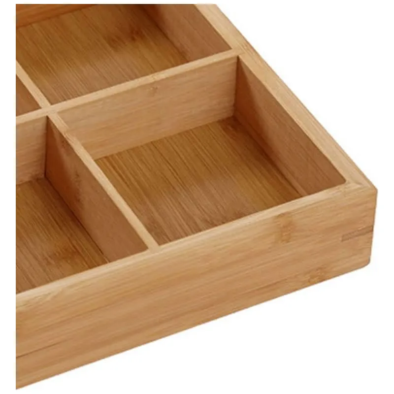 22.5Cm 4 Square Compartment Multi-Functional Bamboo Tray Jc-136