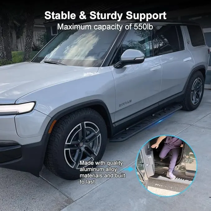 2PCS Running Boards for R1S Side Steps Brackets Nerf Bars Compatible with Rivian R1S 2022 2023 2024 Nerf Bars Pedal Exterior Rivian Accessories