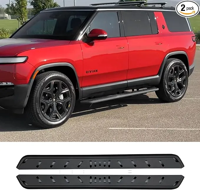 2PCS Running Boards for R1S Side Steps Brackets Nerf Bars Compatible with Rivian R1S 2022 2023 2024 Nerf Bars Pedal Exterior Rivian Accessories