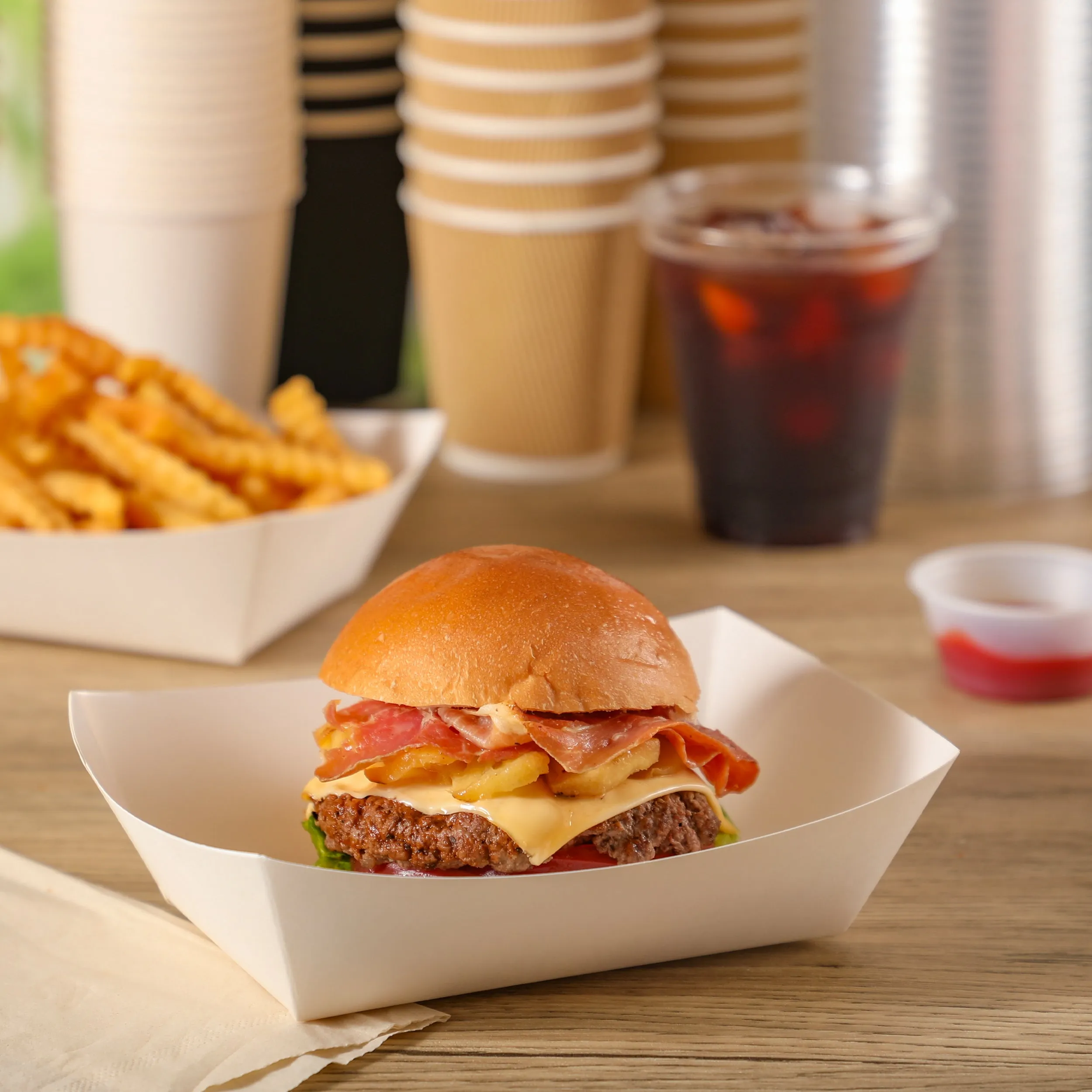 3 LB White Paper Food Trays