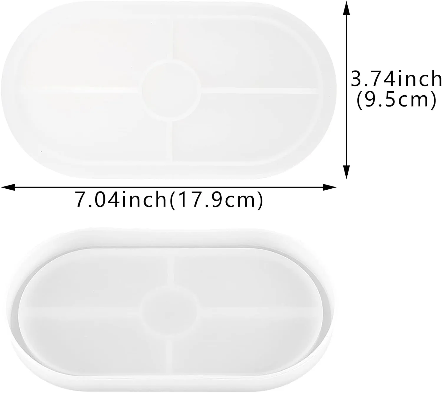 3 Pack Oval Coaster Mold Silicone Epoxy Resin Tray Mold Large DIY Casting Craft Decorating for Craft Jewelry Storage Home Decoration (Transparent White)