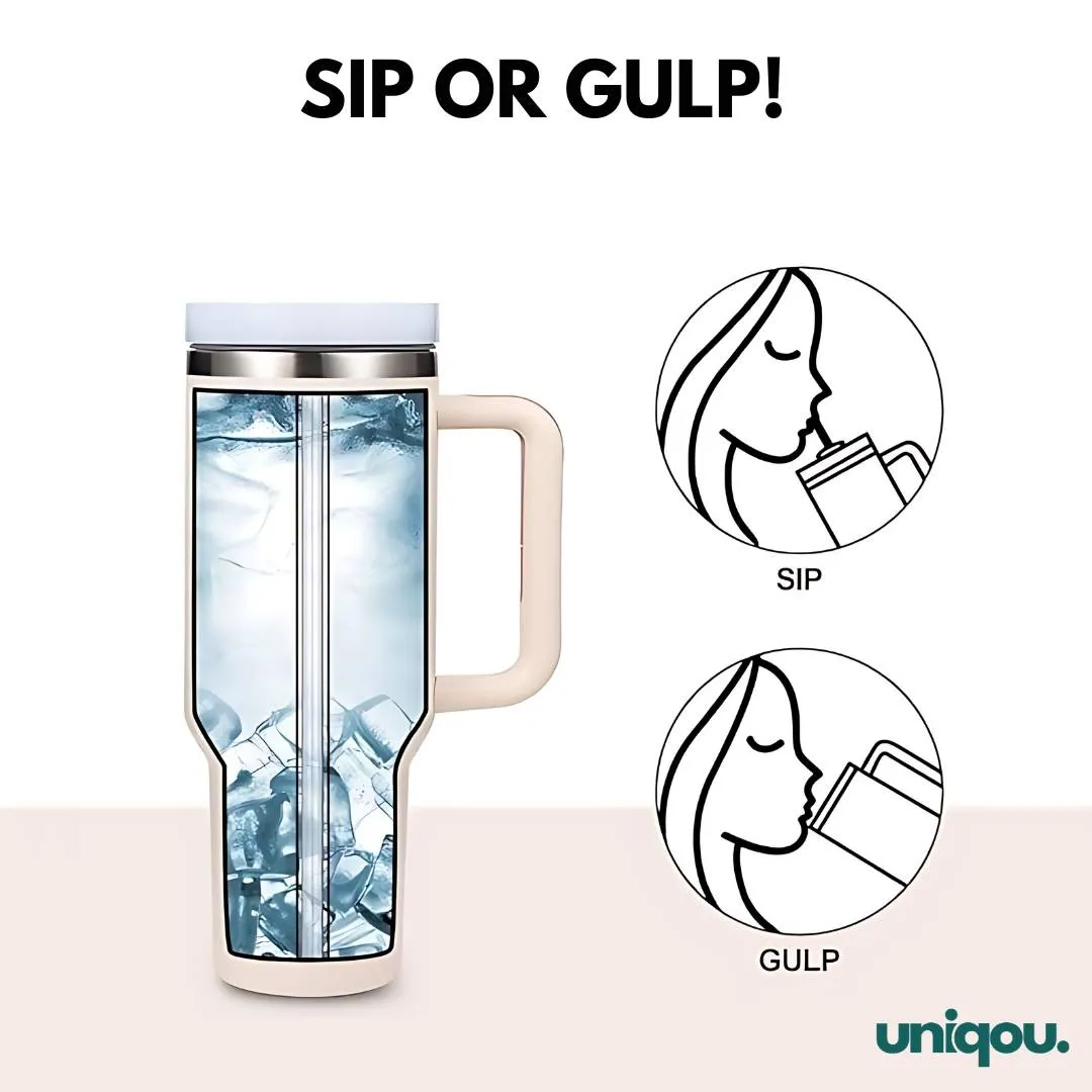 40 Oz (1.1 Ltr) Insulated Tumbler/Mug with Handle and Straw | Stainless Steel Leak Proof Tumbler for Car Gym Office Travel - Uniqou™