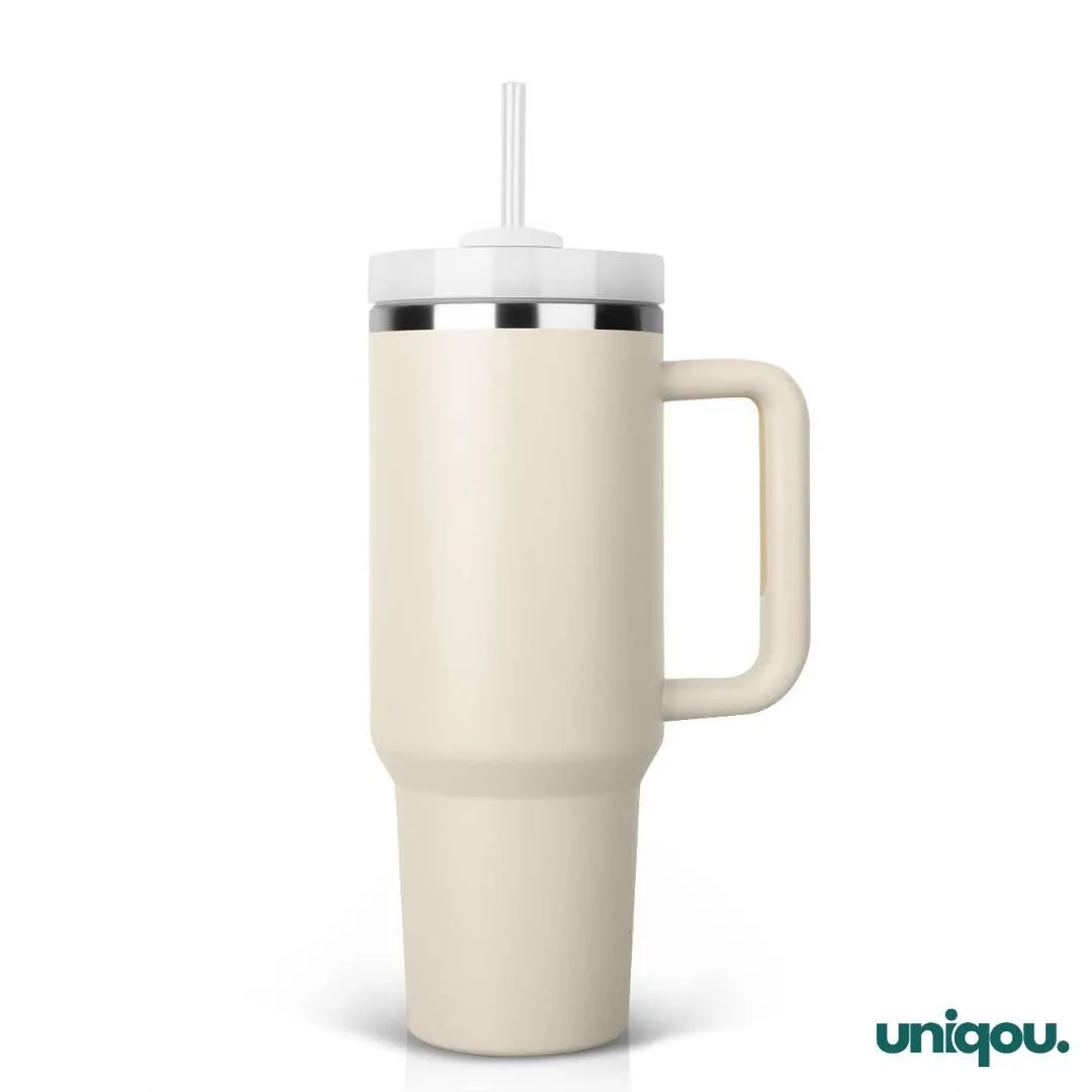 40 Oz (1.1 Ltr) Insulated Tumbler/Mug with Handle and Straw | Stainless Steel Leak Proof Tumbler for Car Gym Office Travel - Uniqou™