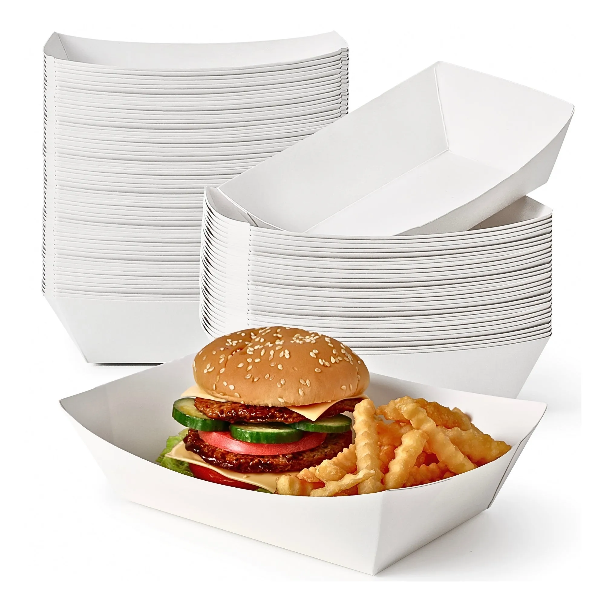 5 LB White Paper Food Trays