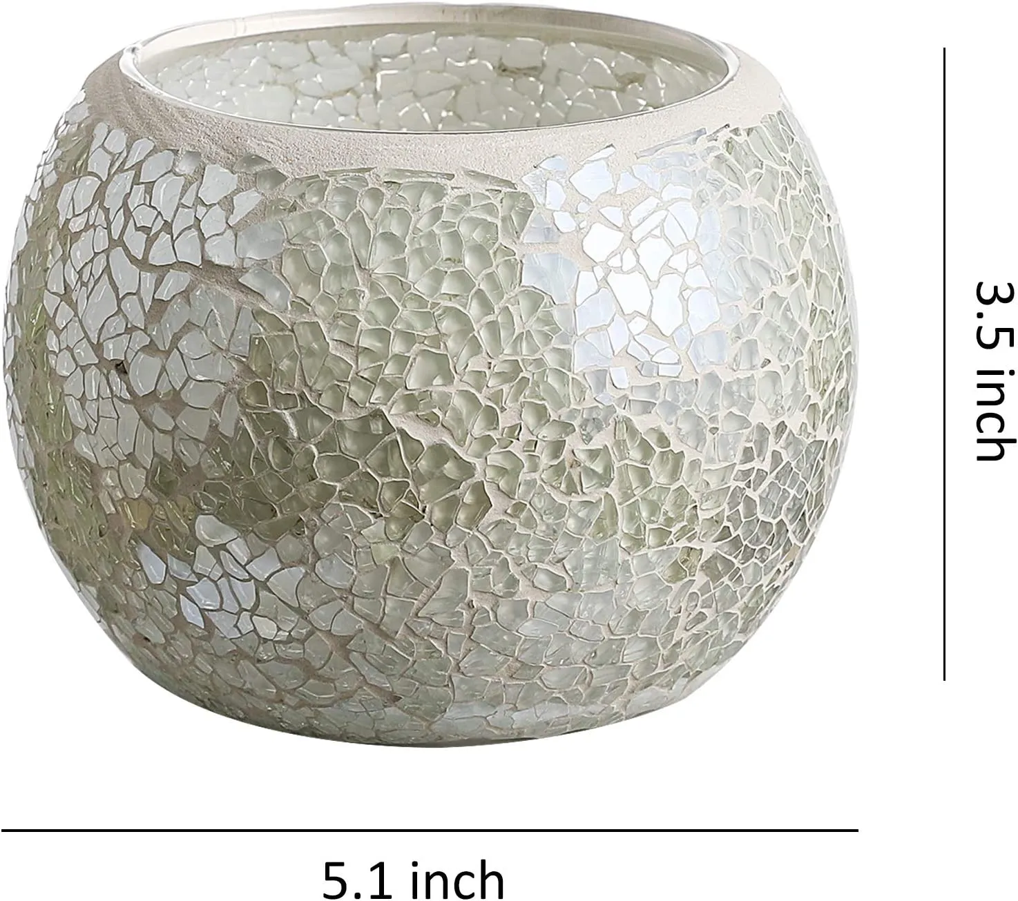 5 X 3.5 Inches Mosaic Glass Candle Holder Globe for Tealights & Votives, Set of 3 (Red