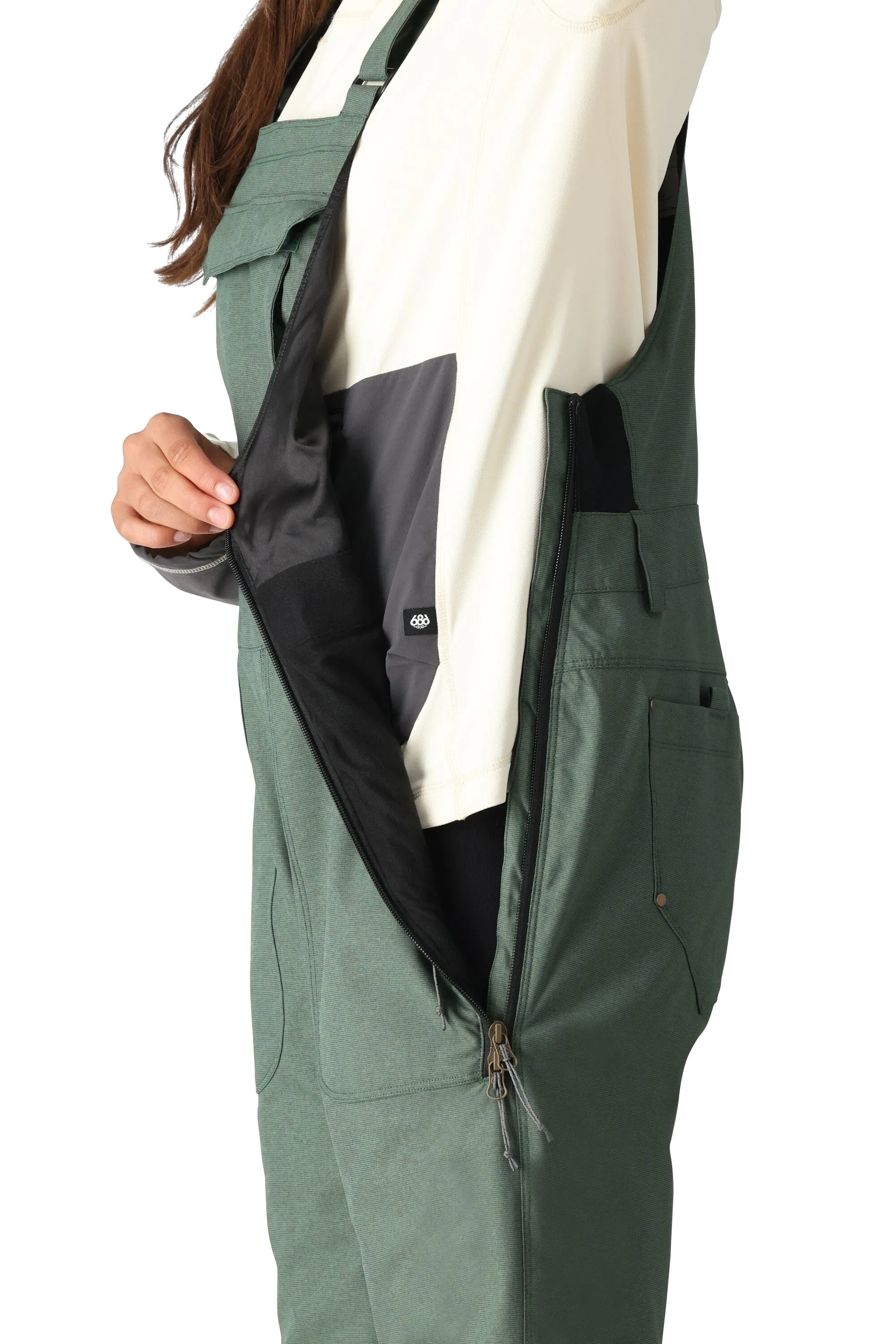 686 Women's Black Magic Insulated Bib Snowboard Pants Cypress Green Dobby 2025