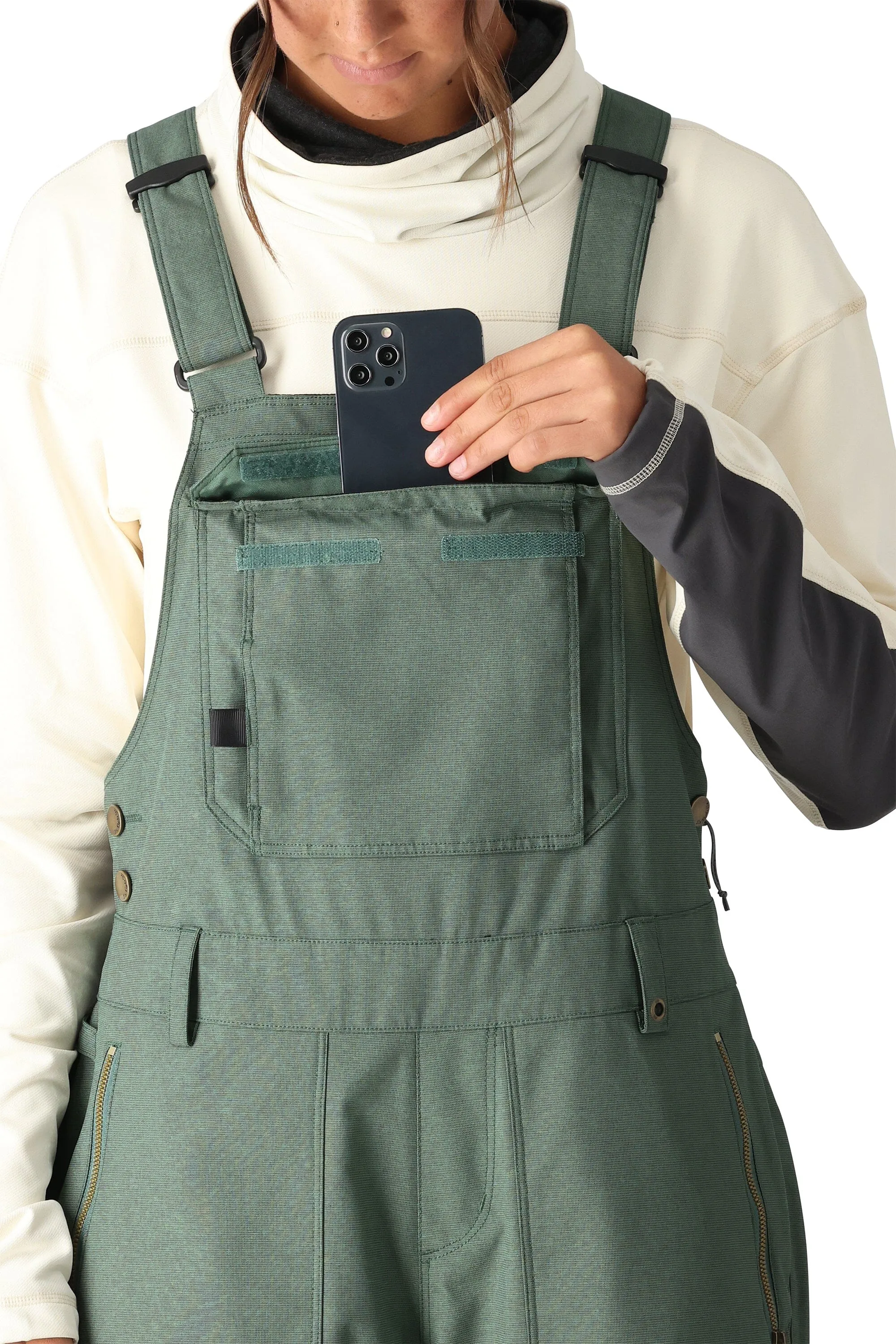 686 Women's Black Magic Insulated Bib Snowboard Pants Cypress Green Dobby 2025
