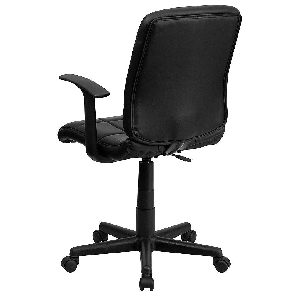 Alamont Home - Clayton Modern Vinyl Swivel Office Chair with Arms - Black