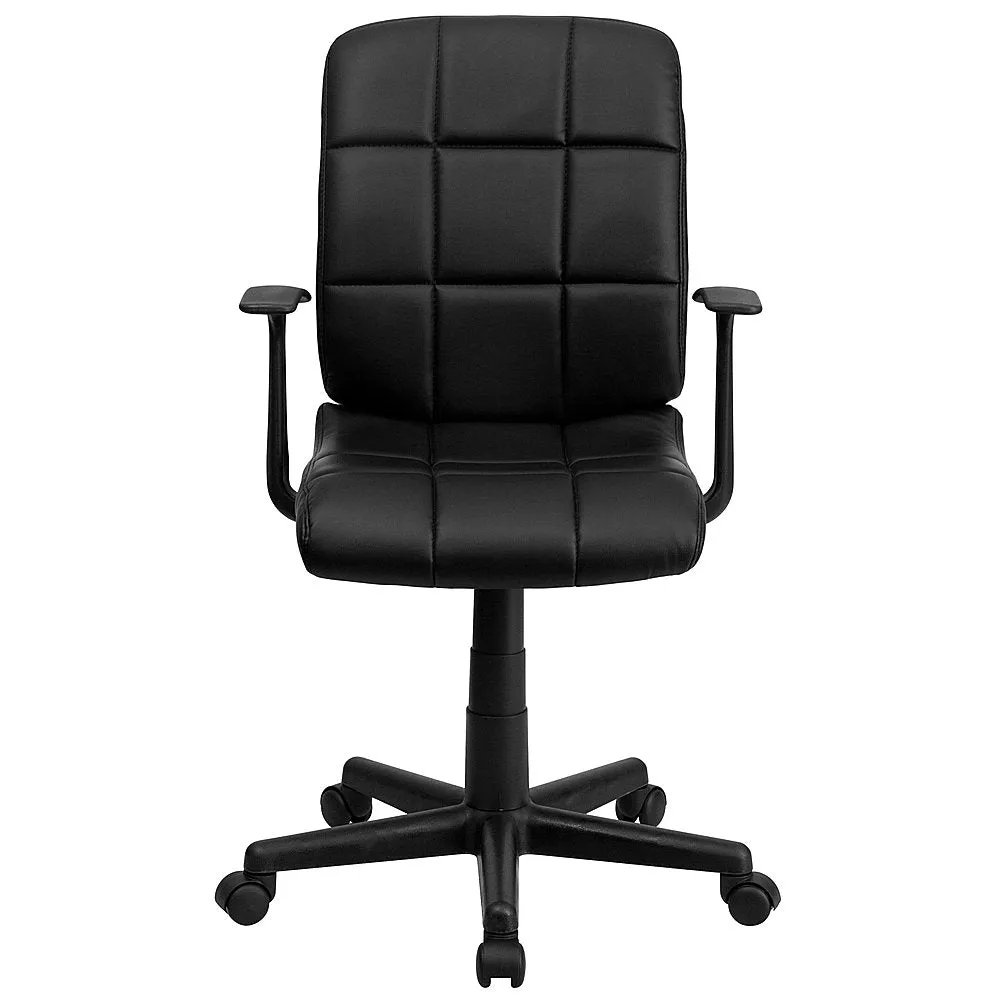 Alamont Home - Clayton Modern Vinyl Swivel Office Chair with Arms - Black