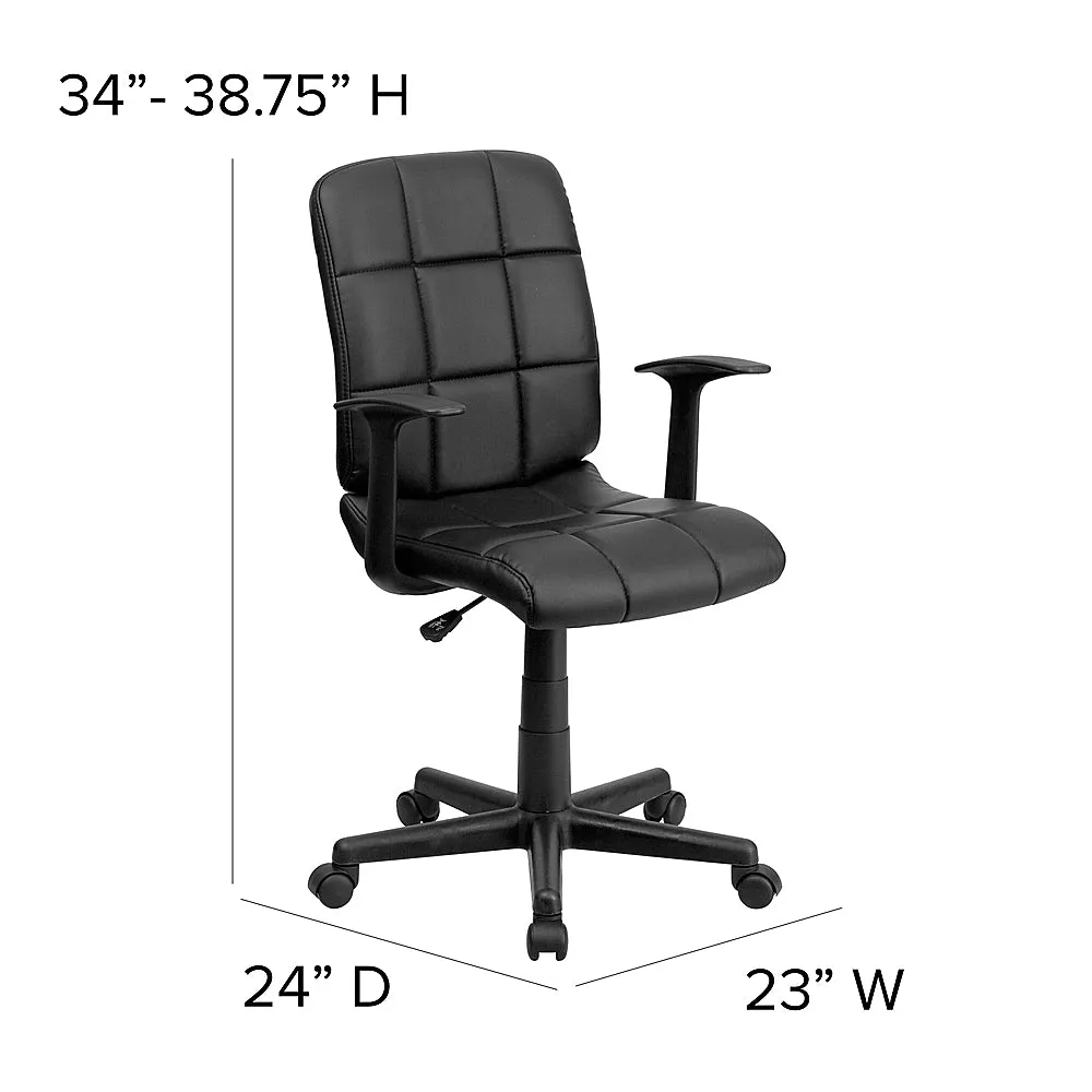 Alamont Home - Clayton Modern Vinyl Swivel Office Chair with Arms - Black