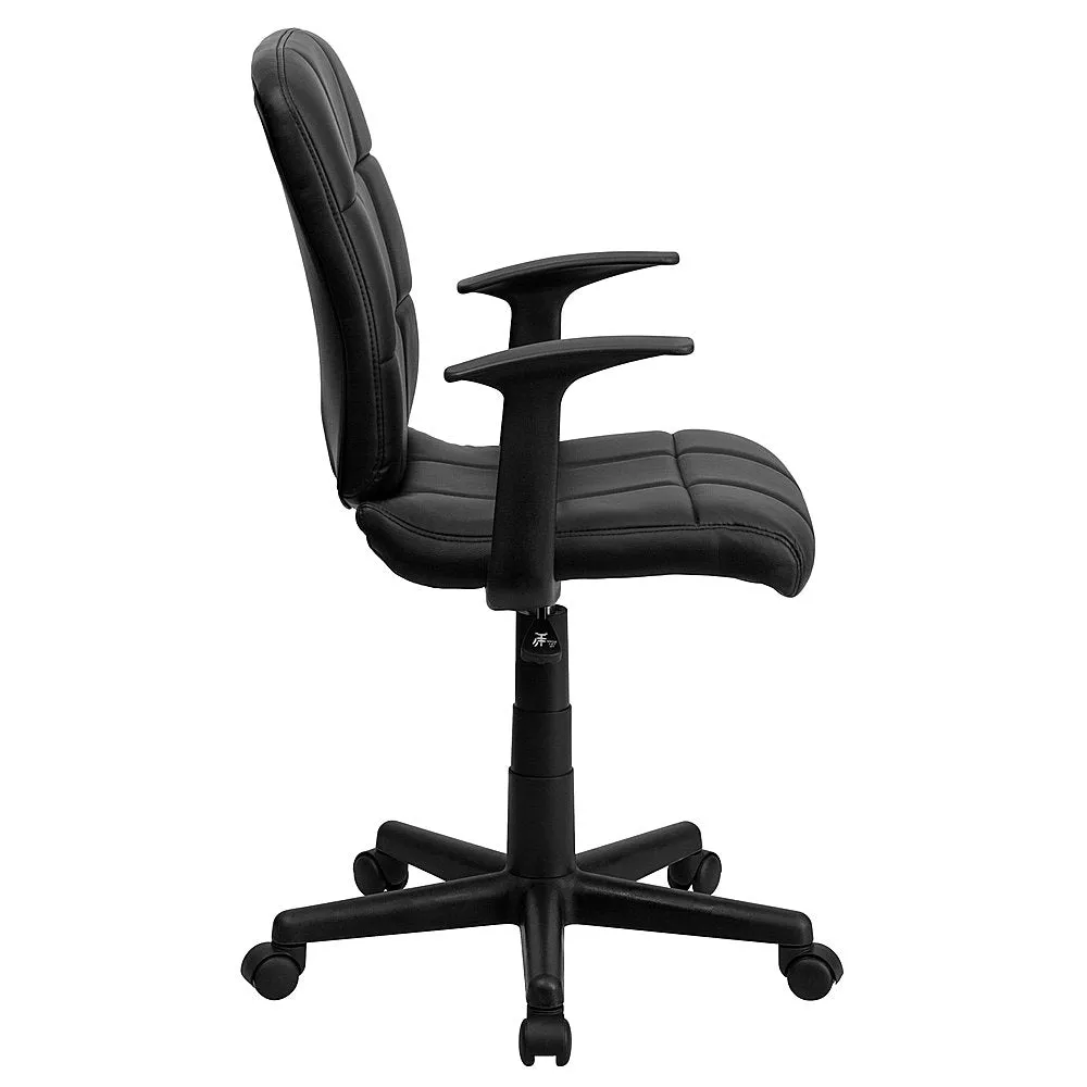 Alamont Home - Clayton Modern Vinyl Swivel Office Chair with Arms - Black