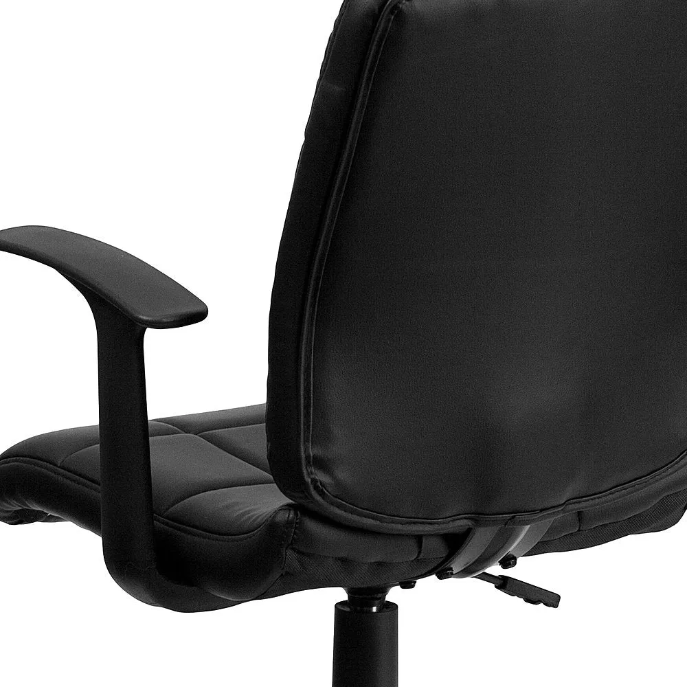 Alamont Home - Clayton Modern Vinyl Swivel Office Chair with Arms - Black