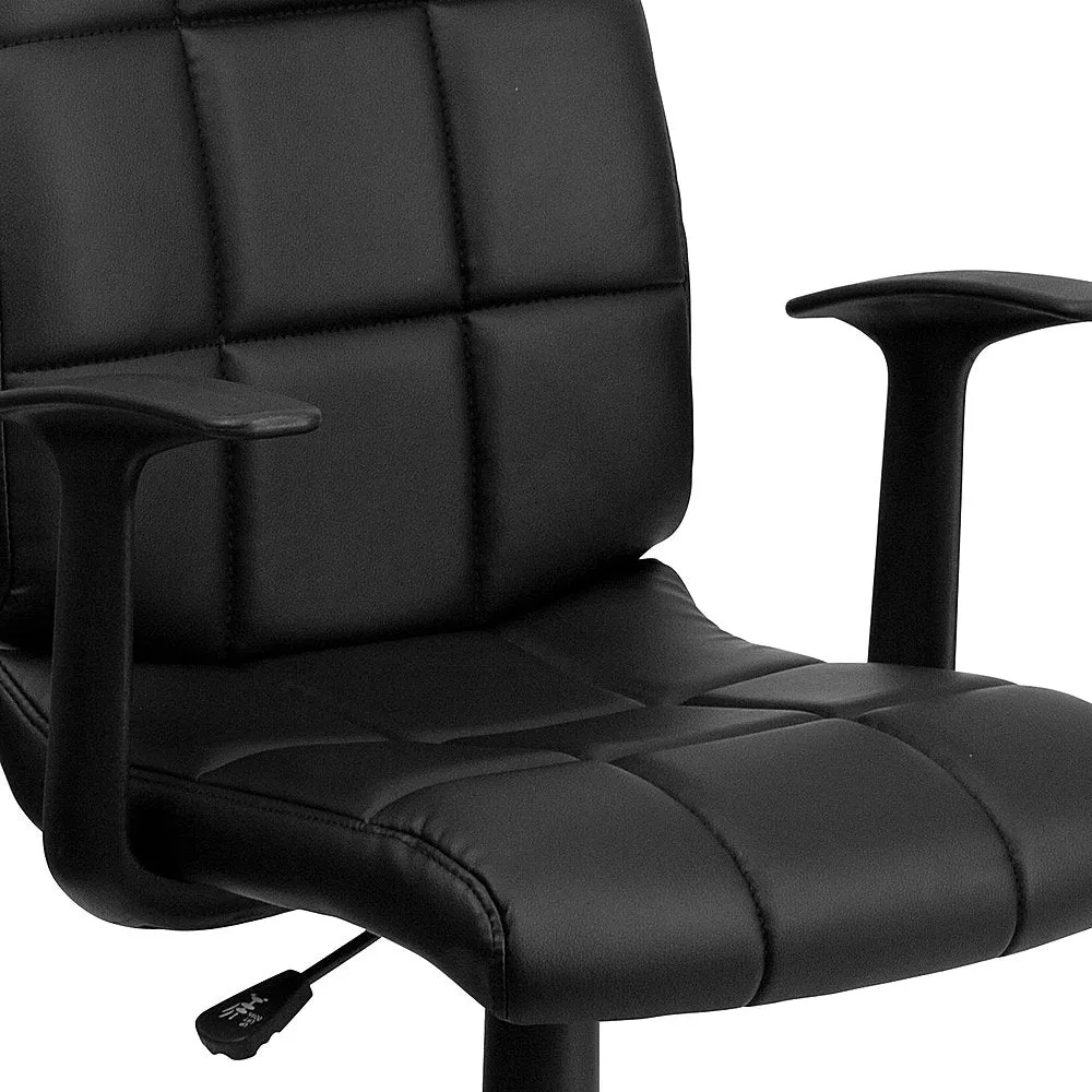 Alamont Home - Clayton Modern Vinyl Swivel Office Chair with Arms - Black