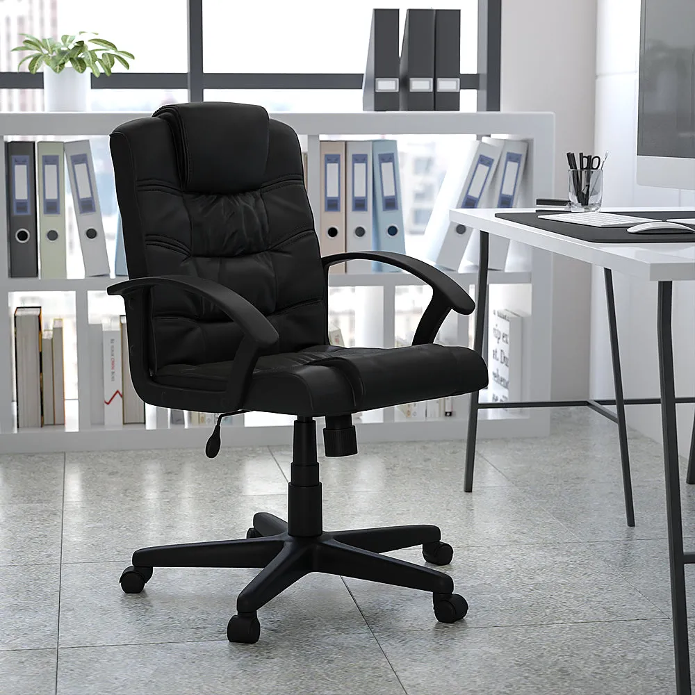 Alamont Home - Lindon Contemporary Leather/Faux Leather Swivel Office Chair - Black