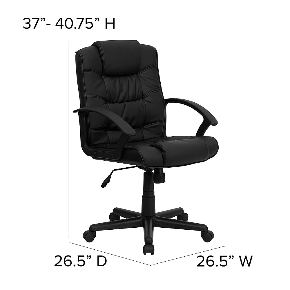 Alamont Home - Lindon Contemporary Leather/Faux Leather Swivel Office Chair - Black
