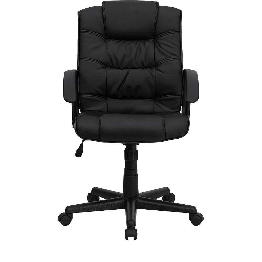 Alamont Home - Lindon Contemporary Leather/Faux Leather Swivel Office Chair - Black