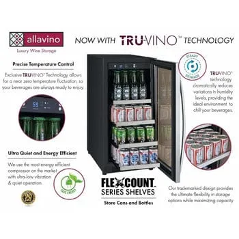 Allavino FlexCount II Tru-Vino 15" Wide Stainless Steel Right Hinge Beverage Fridge VSBC15-SR20