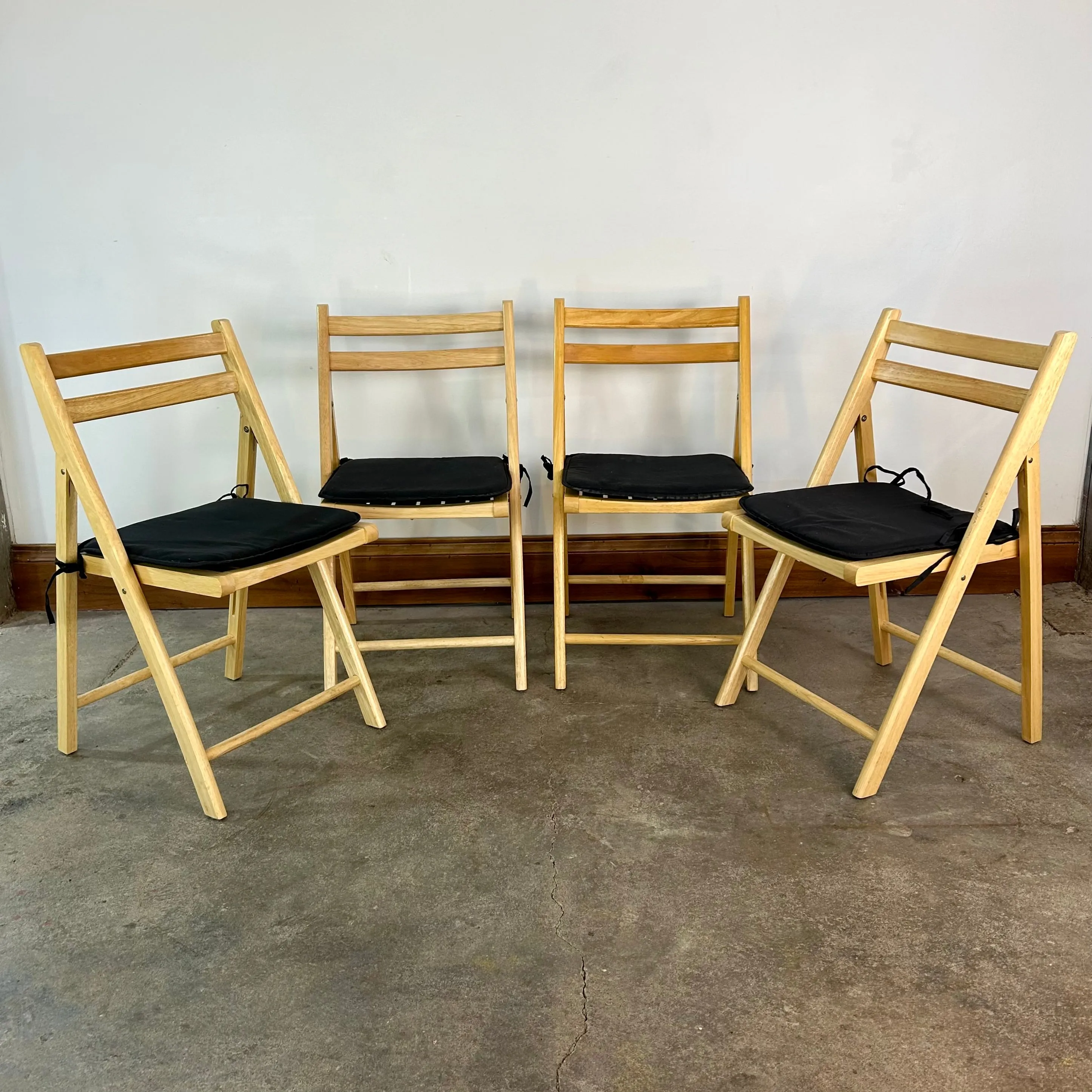 Apple Brand Folding Chairs, Set of Four with Cushions