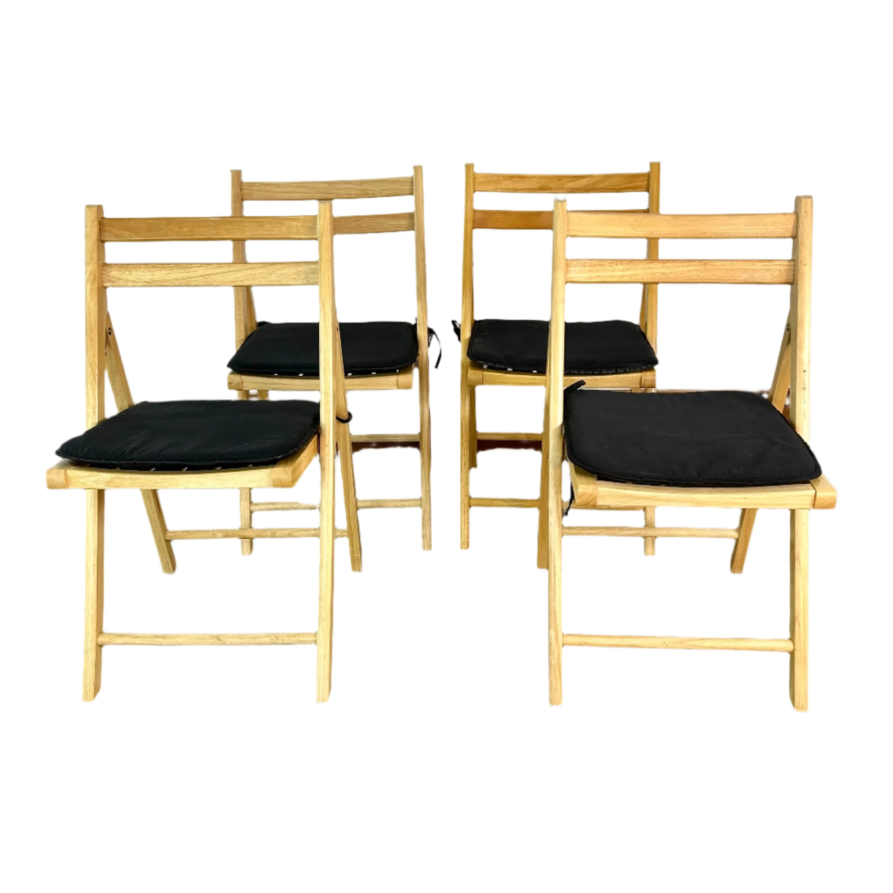 Apple Brand Folding Chairs, Set of Four with Cushions