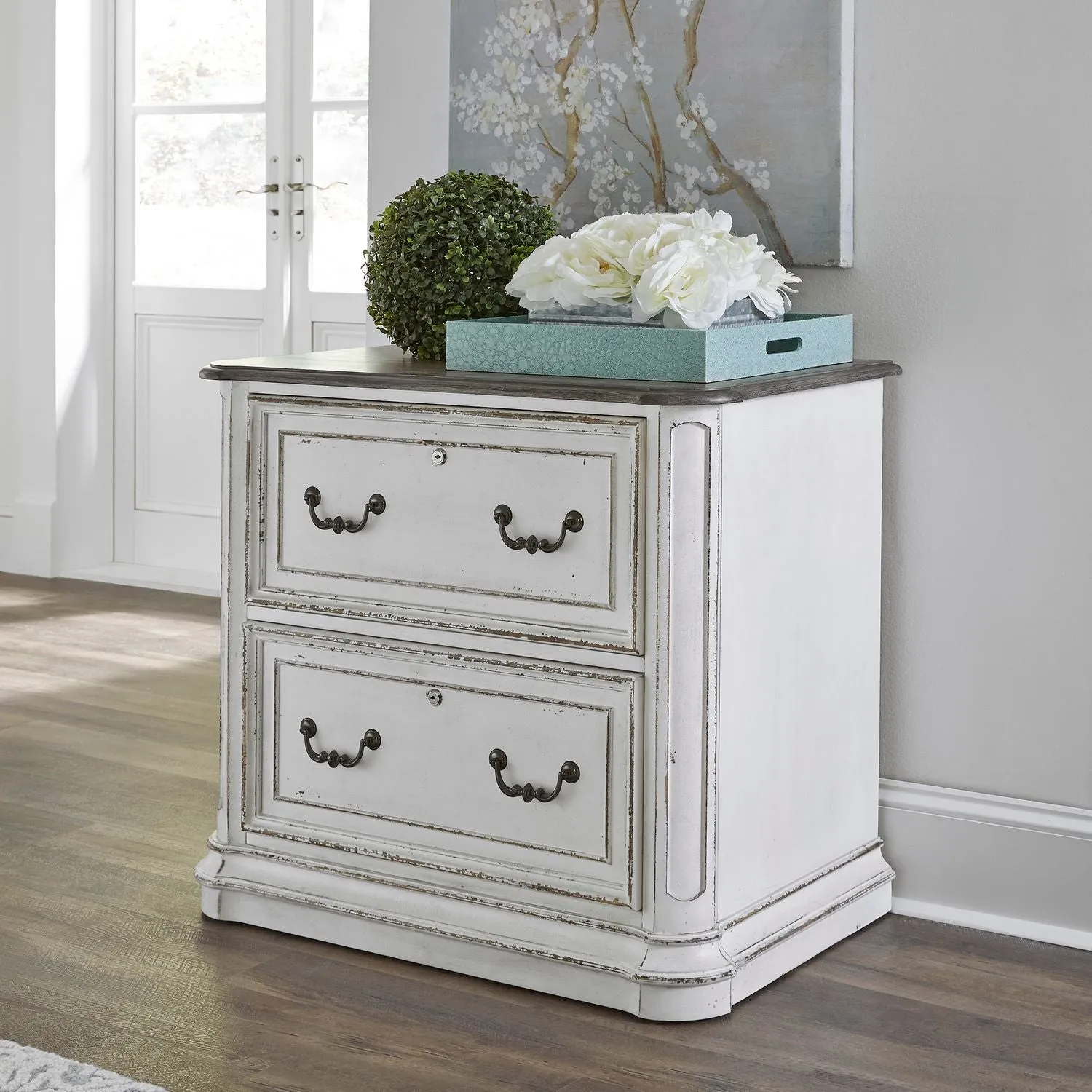 Artemis Lateral File Cabinet in Antique White Finish