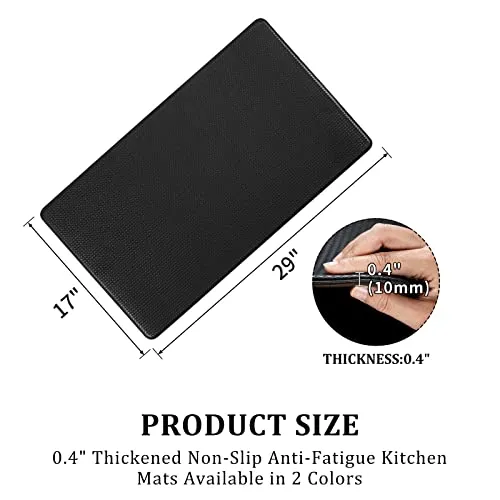 AUTODECO Kitchen Mats and Rugs - Kitchen Floor Mat Cushioned Anti Fatigue Non Slip Waterproof Runner Rug Heavy Duty Ergonomic Comfort Standing Foam Mats for Home Office Sink Laundry 17"x59", Brown