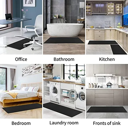 AUTODECO Kitchen Mats and Rugs - Kitchen Floor Mat Cushioned Anti Fatigue Non Slip Waterproof Runner Rug Heavy Duty Ergonomic Comfort Standing Foam Mats for Home Office Sink Laundry 17"x59", Brown