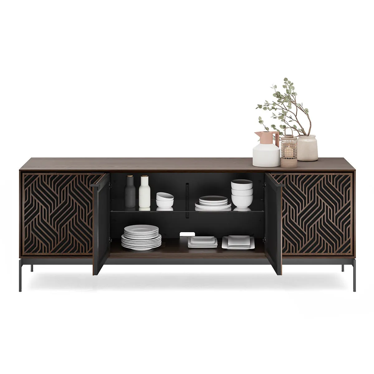 BDI Elements 8709 Weave Media Cabinet with Console Base (Toasted Oak)