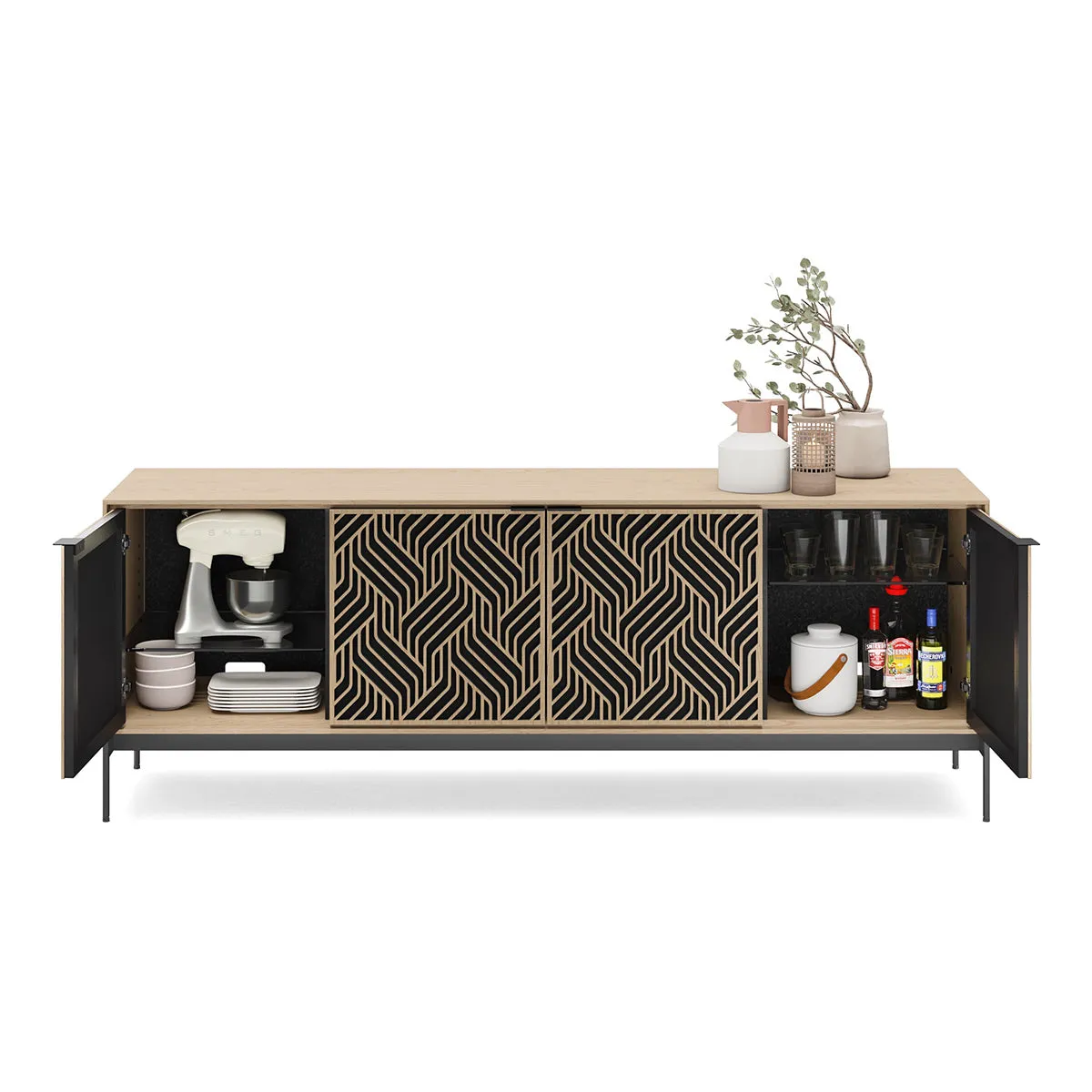 BDI Elements 8709 Weave Media Cabinet with Console Base (Washed Oak)