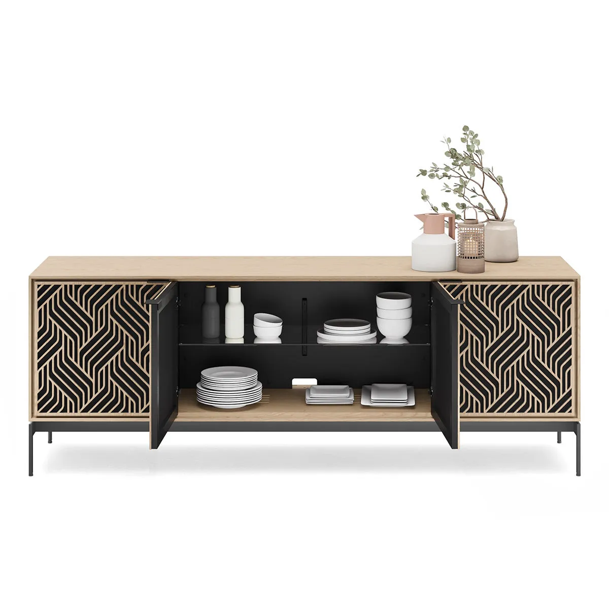 BDI Elements 8709 Weave Media Cabinet with Console Base (Washed Oak)