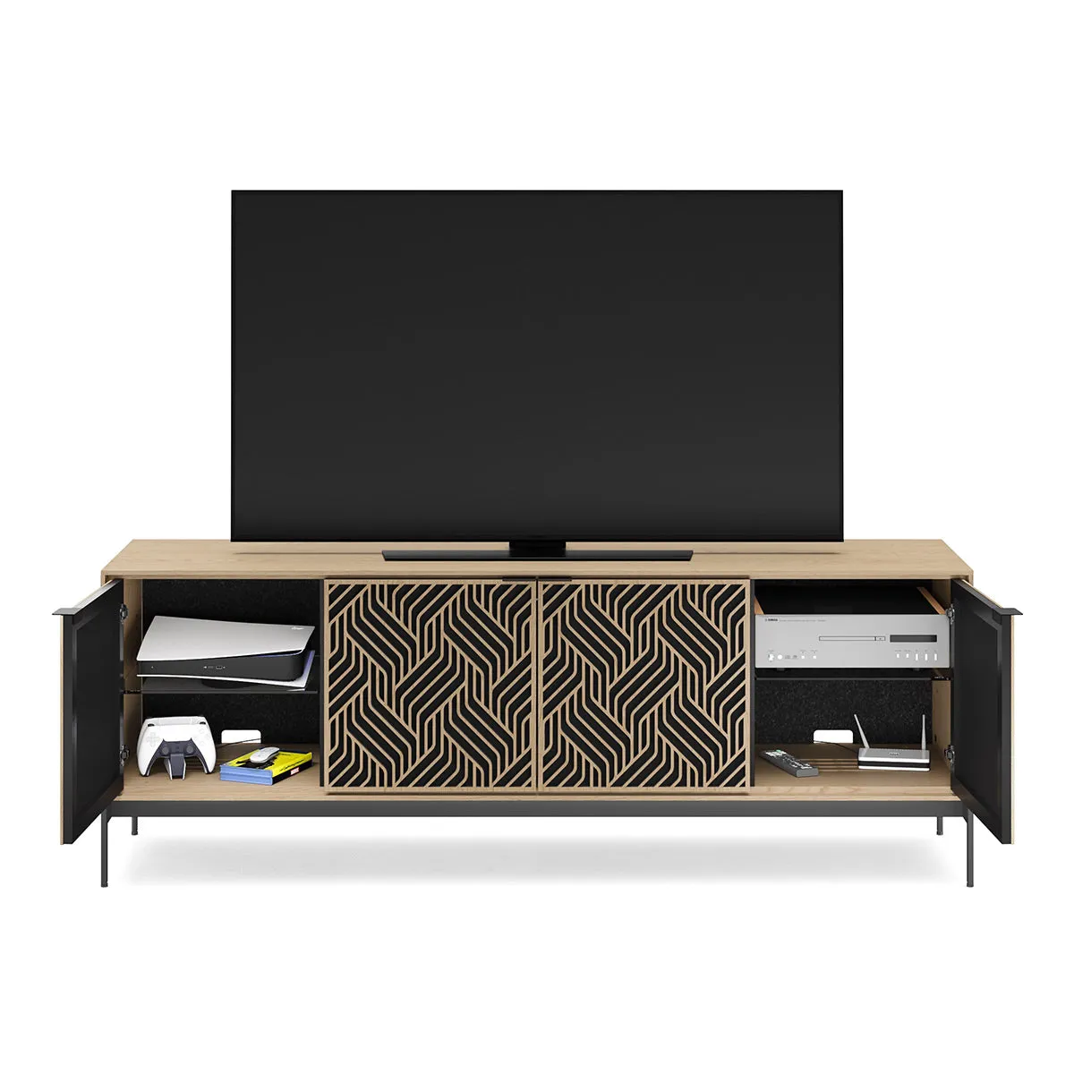 BDI Elements 8709 Weave Media Cabinet with Console Base (Washed Oak)