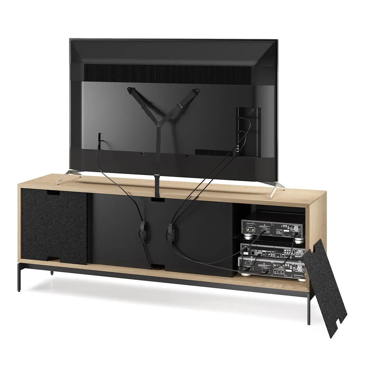BDI Elements 8709 Weave Media Cabinet with Console Base (Washed Oak)