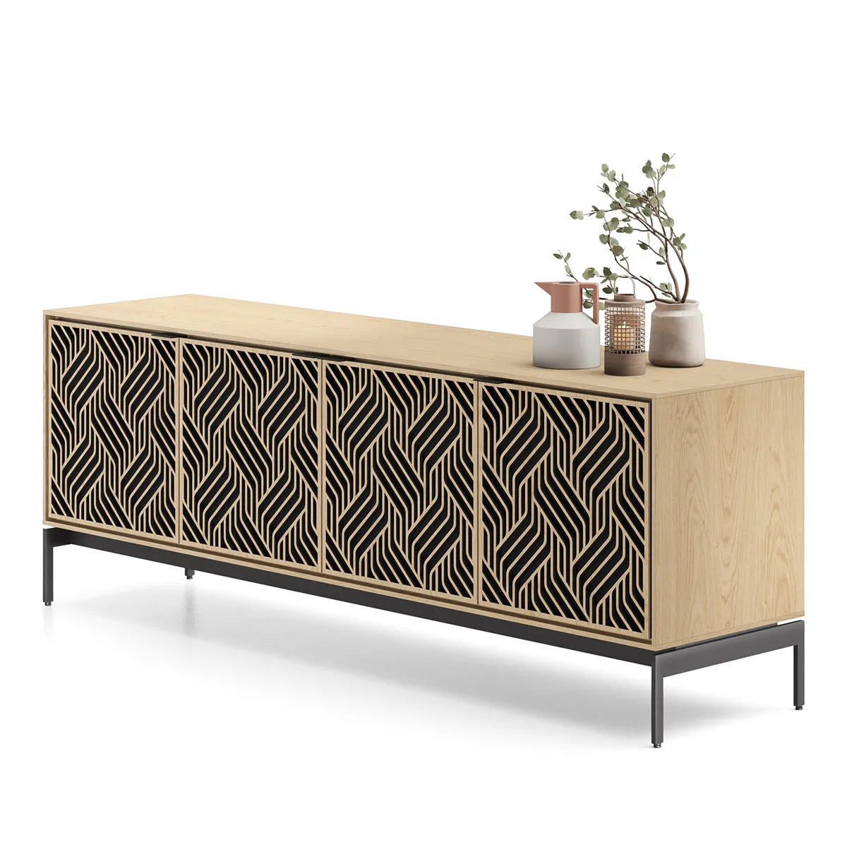 BDI Elements 8709 Weave Media Cabinet with Console Base (Washed Oak)