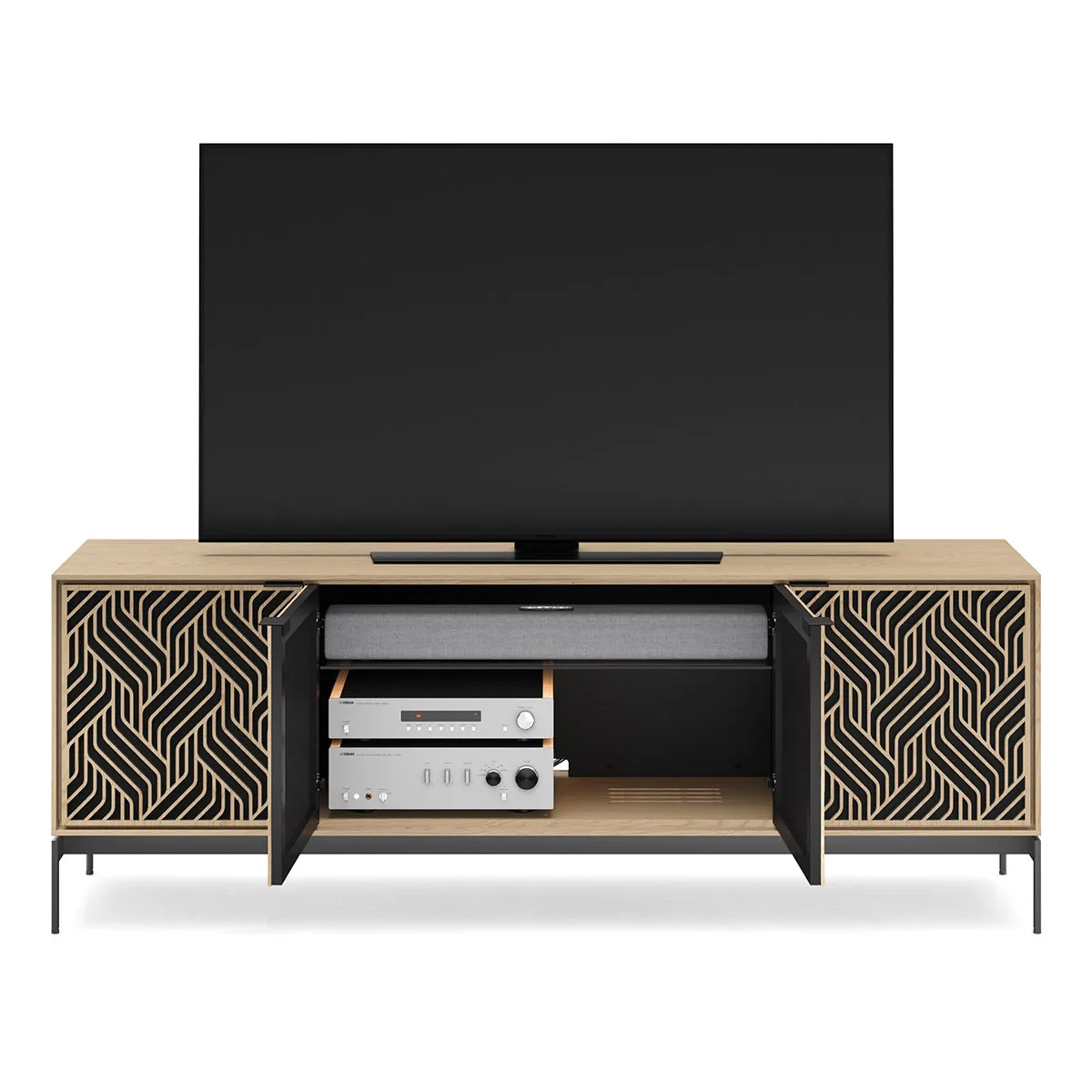 BDI Elements 8709 Weave Media Cabinet with Console Base (Washed Oak)