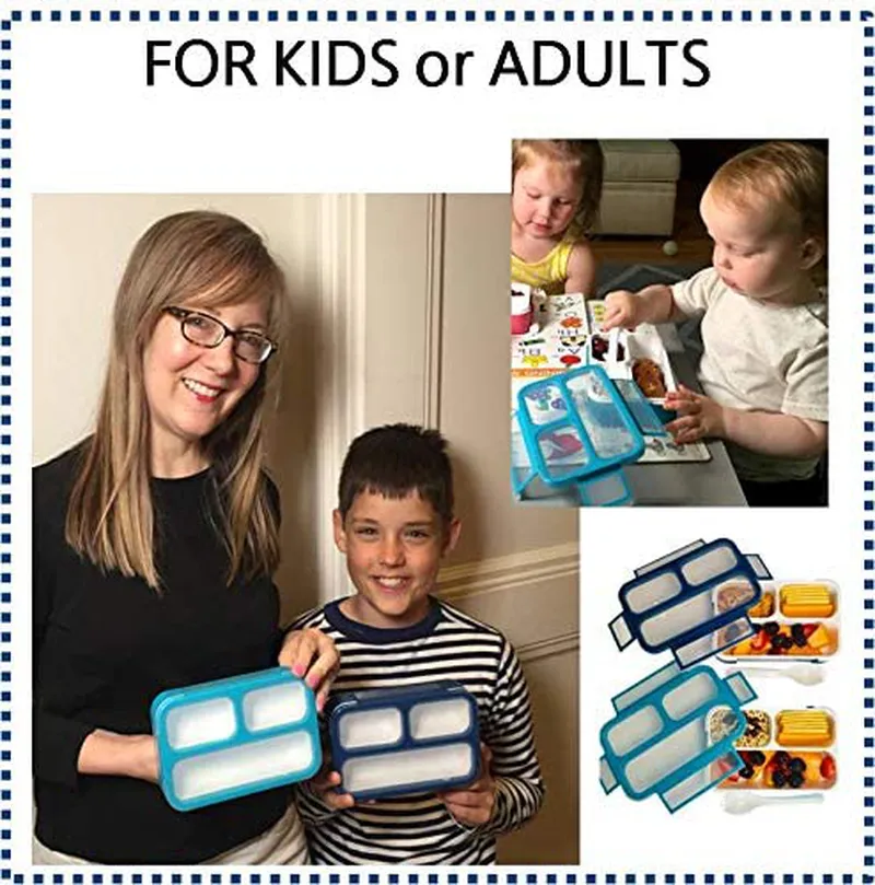 Bento-Box Lunch-box Containers for Kids Girls Toddler Women. 6 Compartment Leakproof School Portion Container Meal or Snack Boxes for School Daycare Travel | BPA-Free | 1 Pink Kit