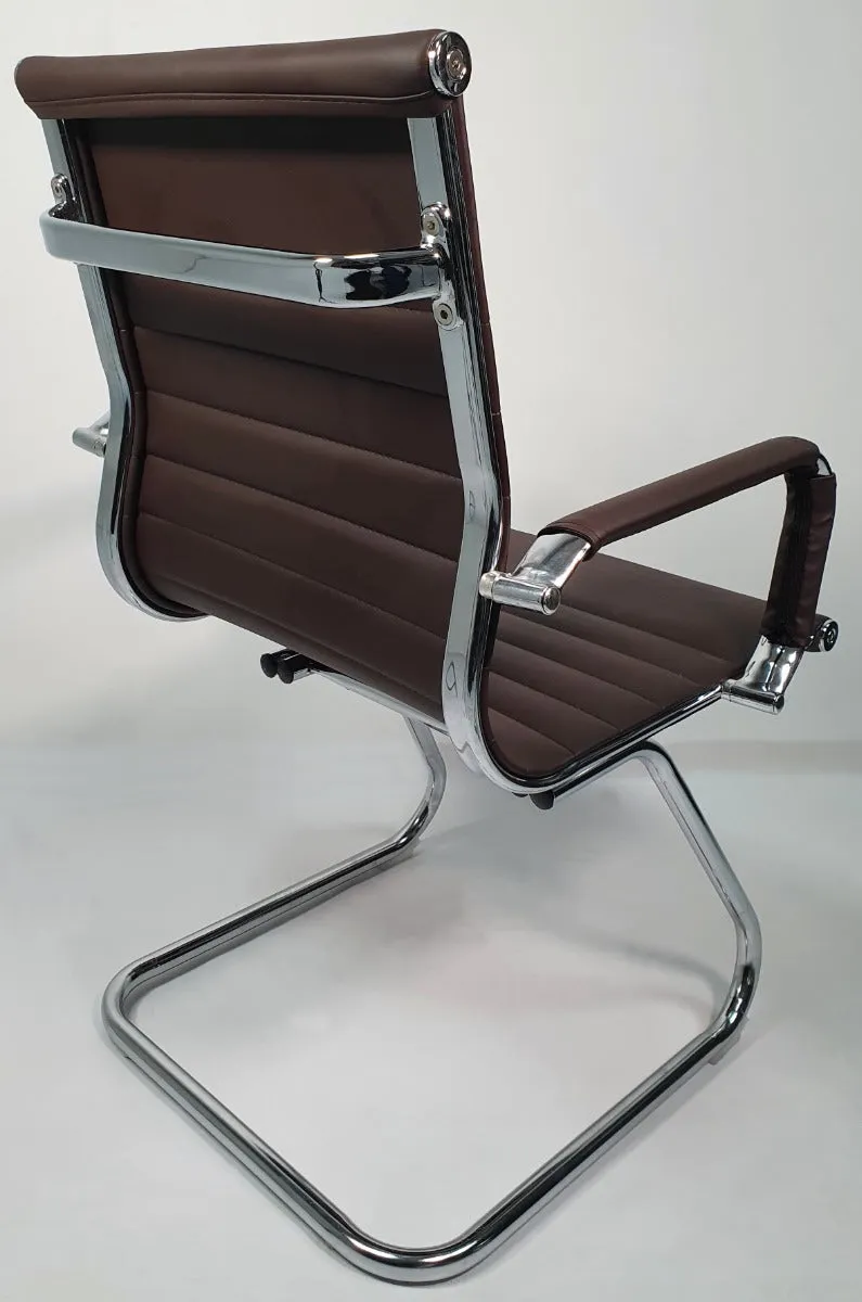 Brown Microfibre Leather Eames Visitor Chair - E13-BROWN