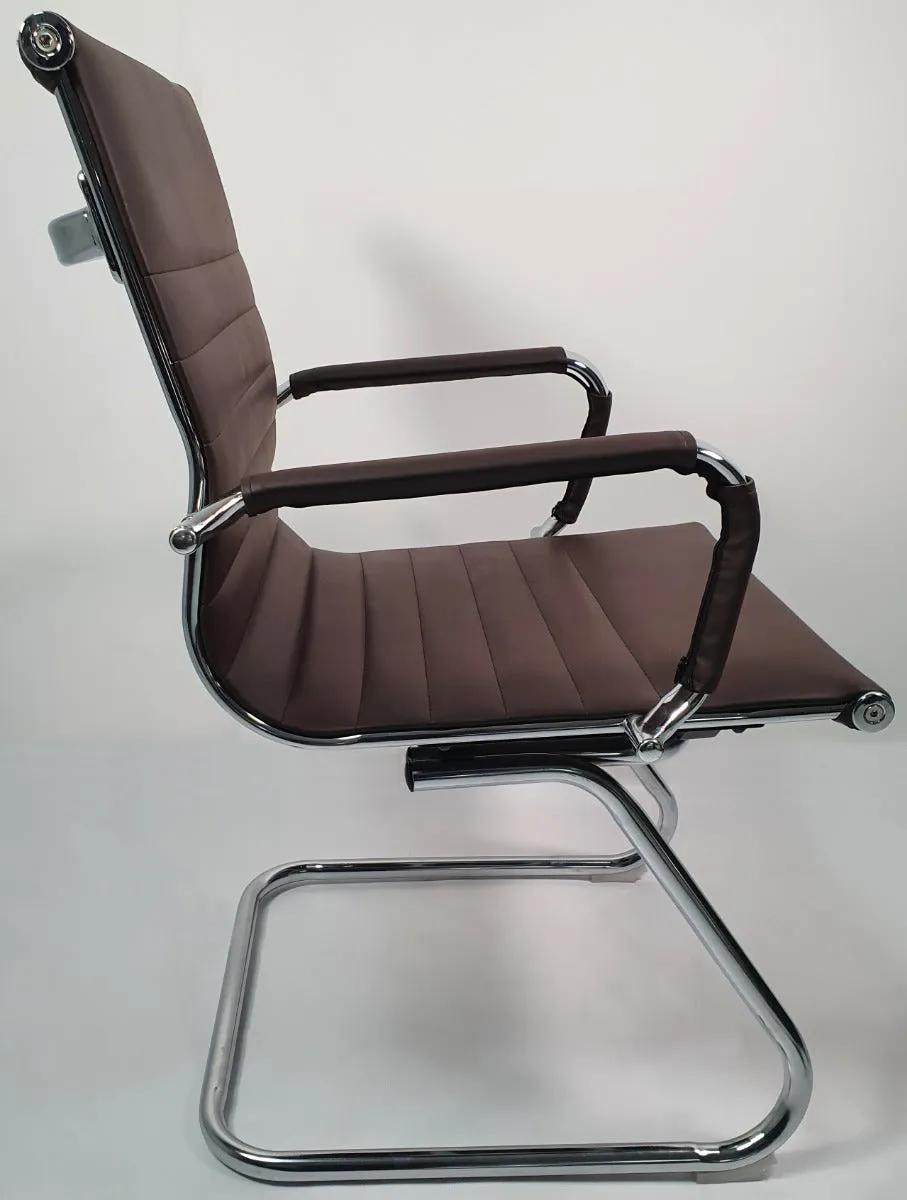 Brown Microfibre Leather Eames Visitor Chair - E13-BROWN