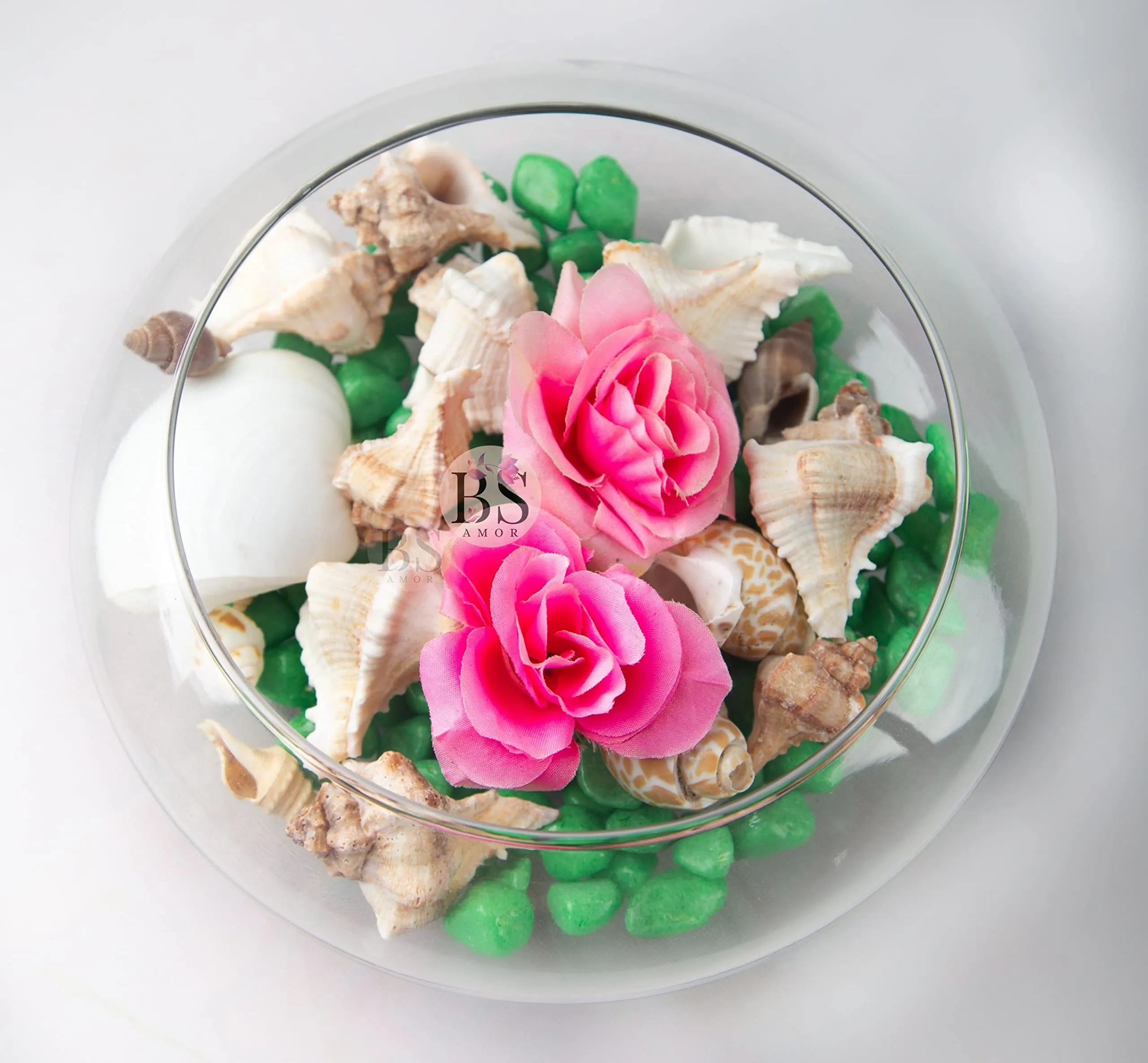 BS AMOR Glass Vase, Urli Bowl Terrarium Succulent Planter, Air Plant Display, Decorative Centerpiece Floral Container for Home or Wedding Set of 1, Clear LxBxH-8x8x3 Inch