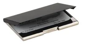 Business Card Case Available in Black / Chrome Steel, Black Leather / Aluminum, or Blue Leather / Aluminum