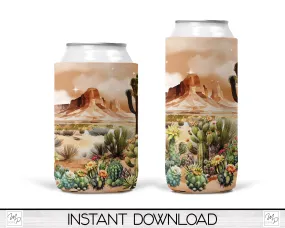 Cactus Neoprene Can Cooler PNG Sublimation Design, Digital Download