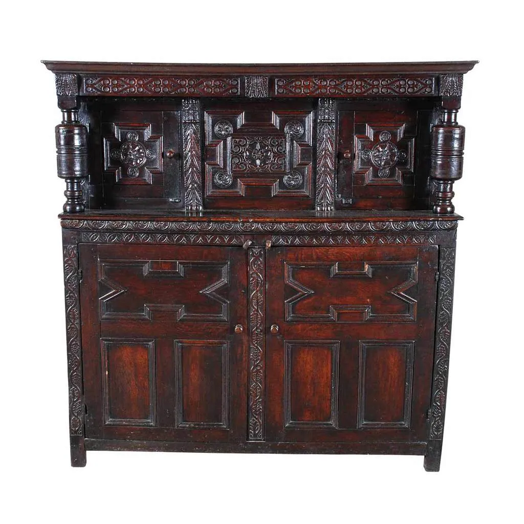 Charles II Period Carved Court Cupboard