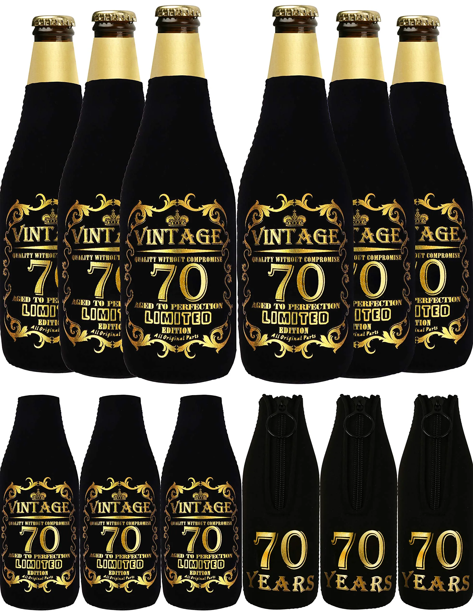 Cheers To 70th Years, 70th Birthday Can Bottle Cooler, 70th Birthday Gifts for Men, 70th