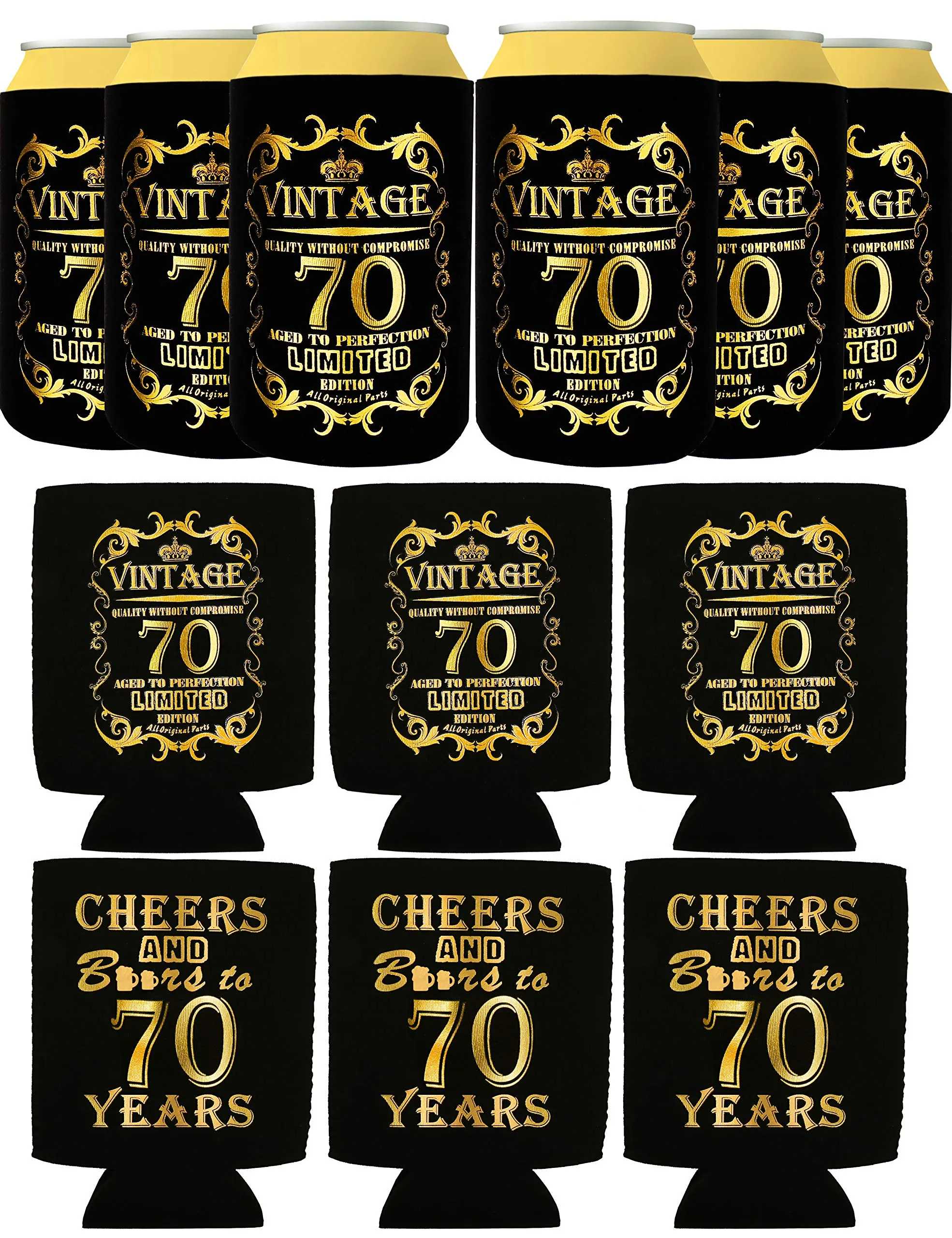Cheers To 70th Years, 70th Birthday Can Bottle Cooler, 70th Birthday Gifts for Men, 70th