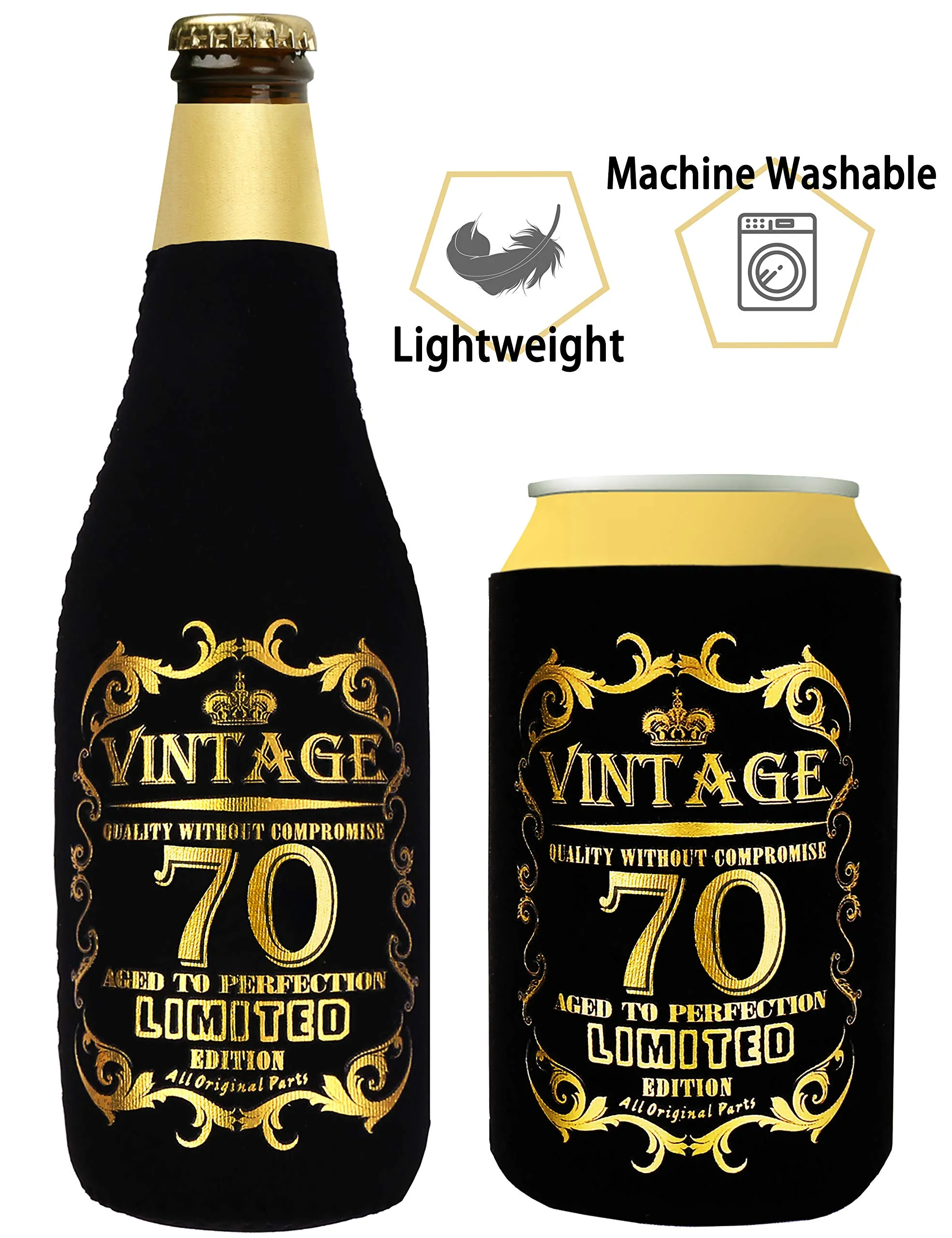 Cheers To 70th Years, 70th Birthday Can Bottle Cooler, 70th Birthday Gifts for Men, 70th
