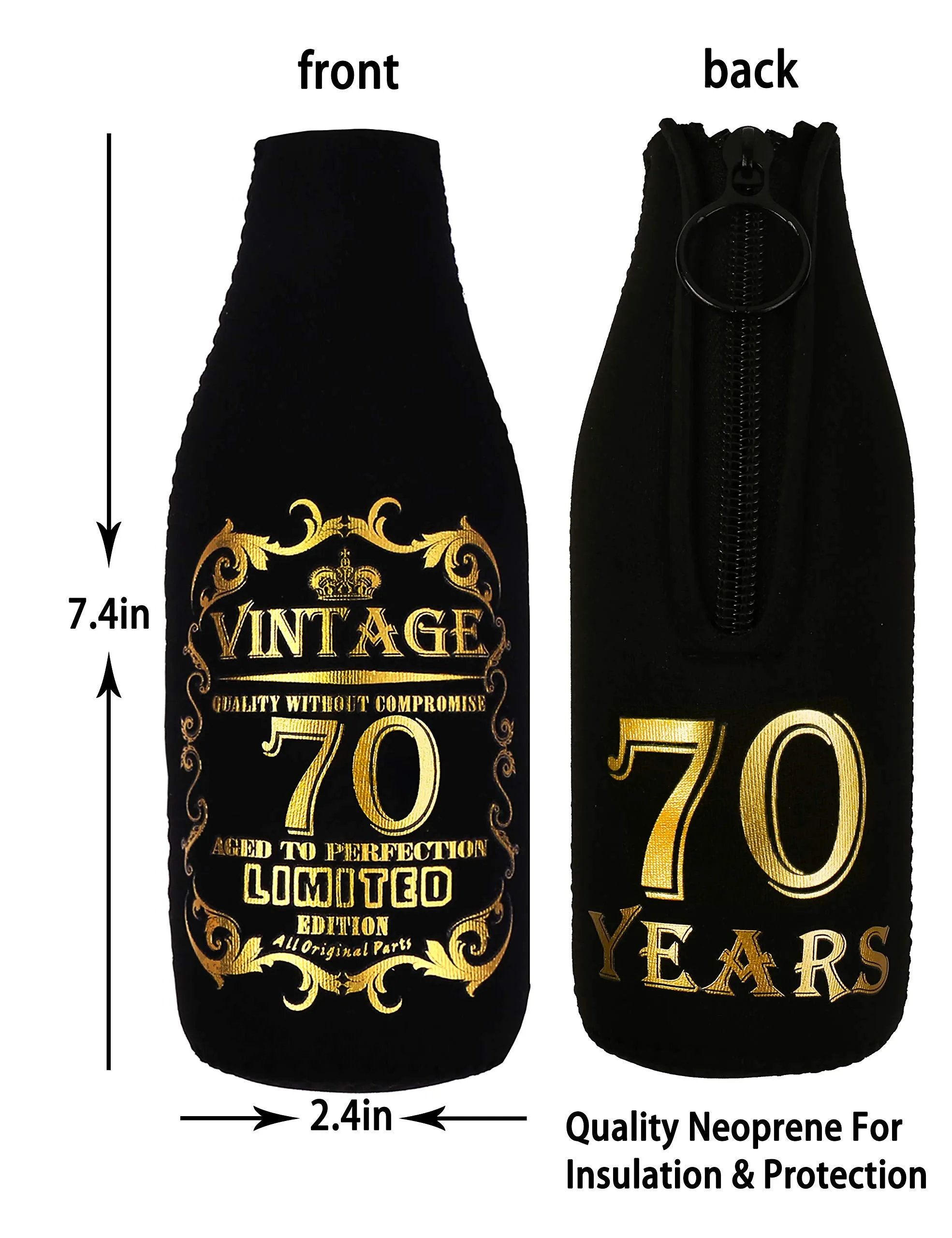 Cheers To 70th Years, 70th Birthday Can Bottle Cooler, 70th Birthday Gifts for Men, 70th