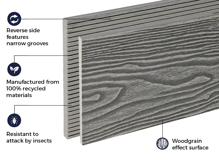 Cladco Composite Reversible Fascia Board Grooves / Woodgrain  - 2.4m (All Colours)