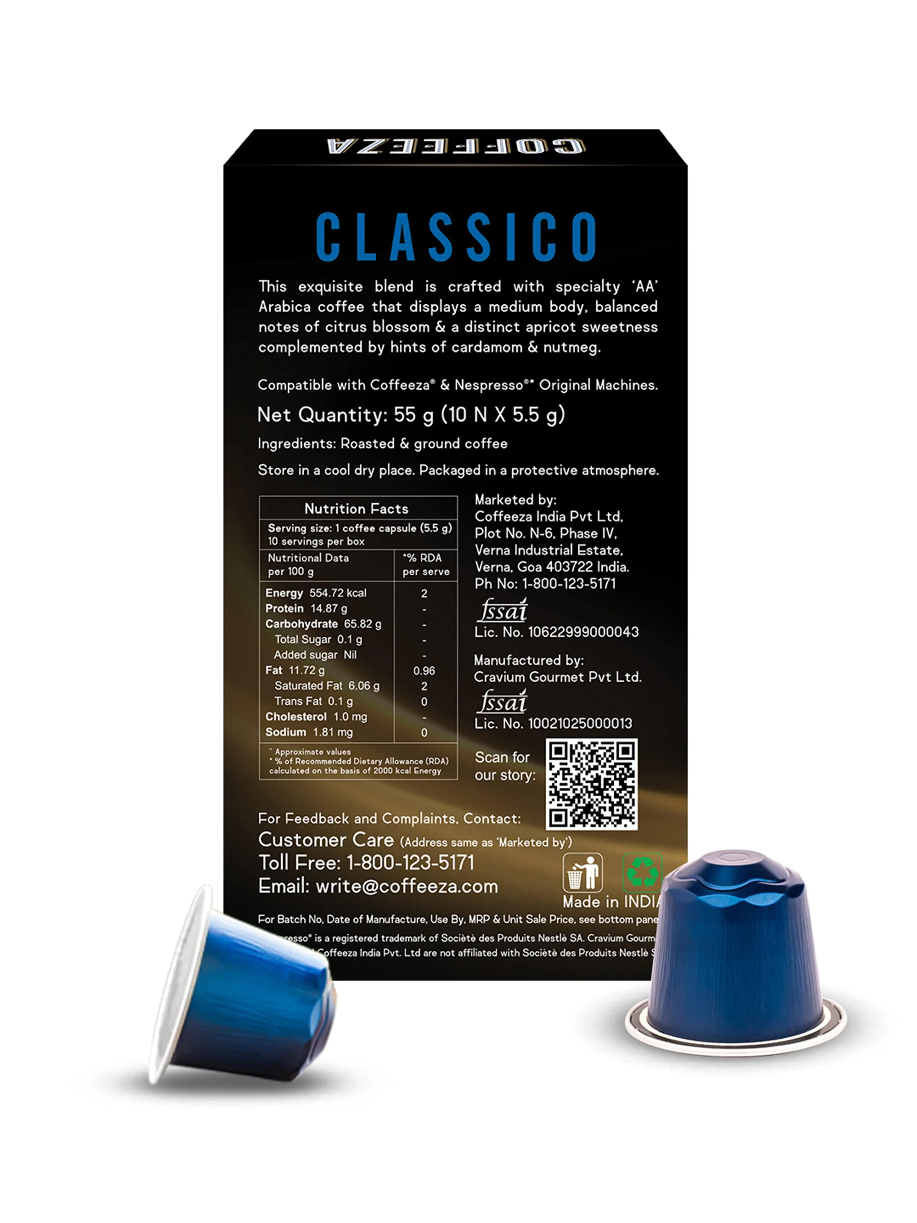 COFFEEZA Coffee Capsules Intenso & Classico Variety Pack (20 Pods, Compatible with Nespresso Machines)