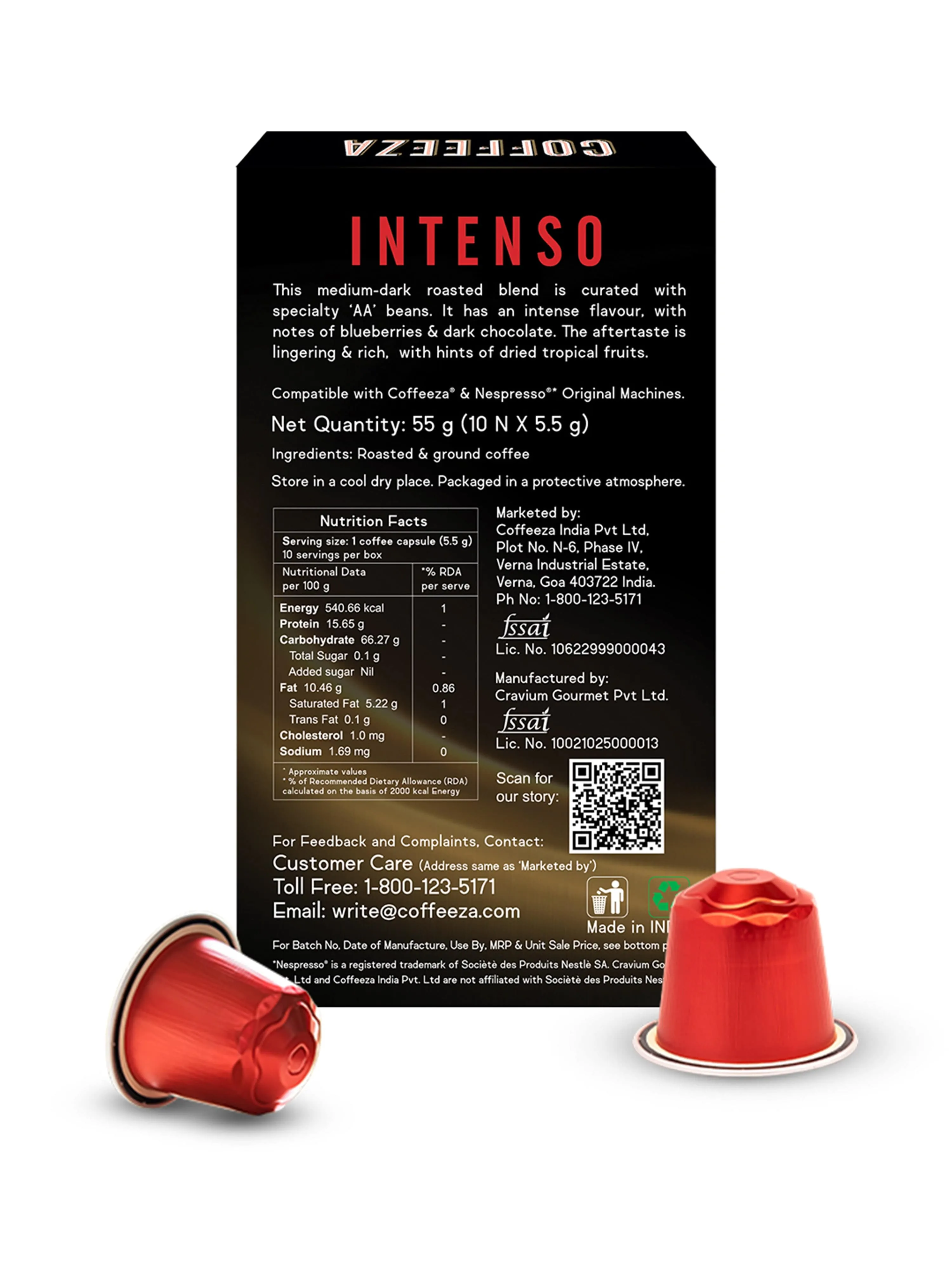 COFFEEZA Coffee Capsules Intenso & Classico Variety Pack (20 Pods, Compatible with Nespresso Machines)