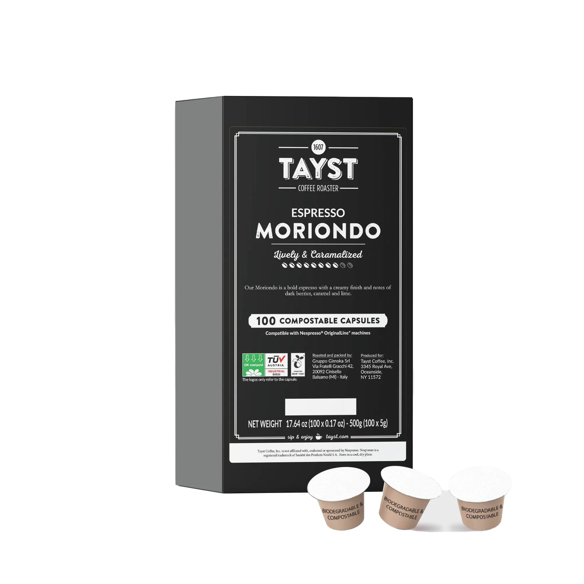 Compostable Espresso Capsules for Nespresso Machines - Box of 100